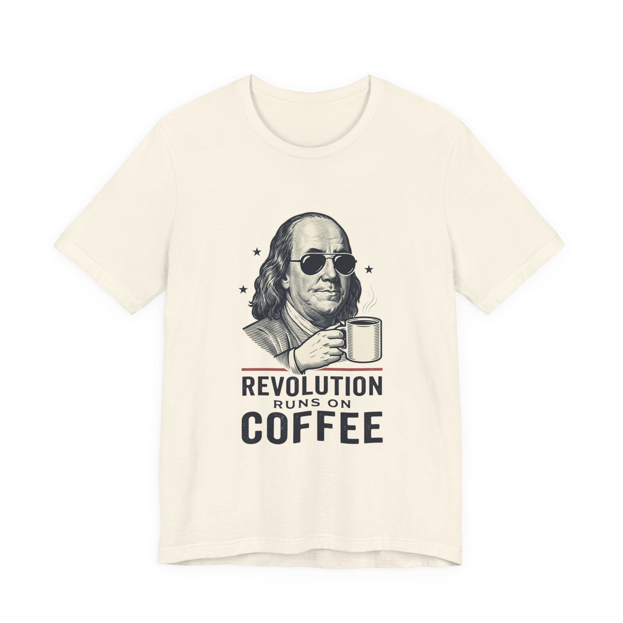 Revolution Runs on Coffee Tee | Founding Daddies, Vintage Patriotic Humor