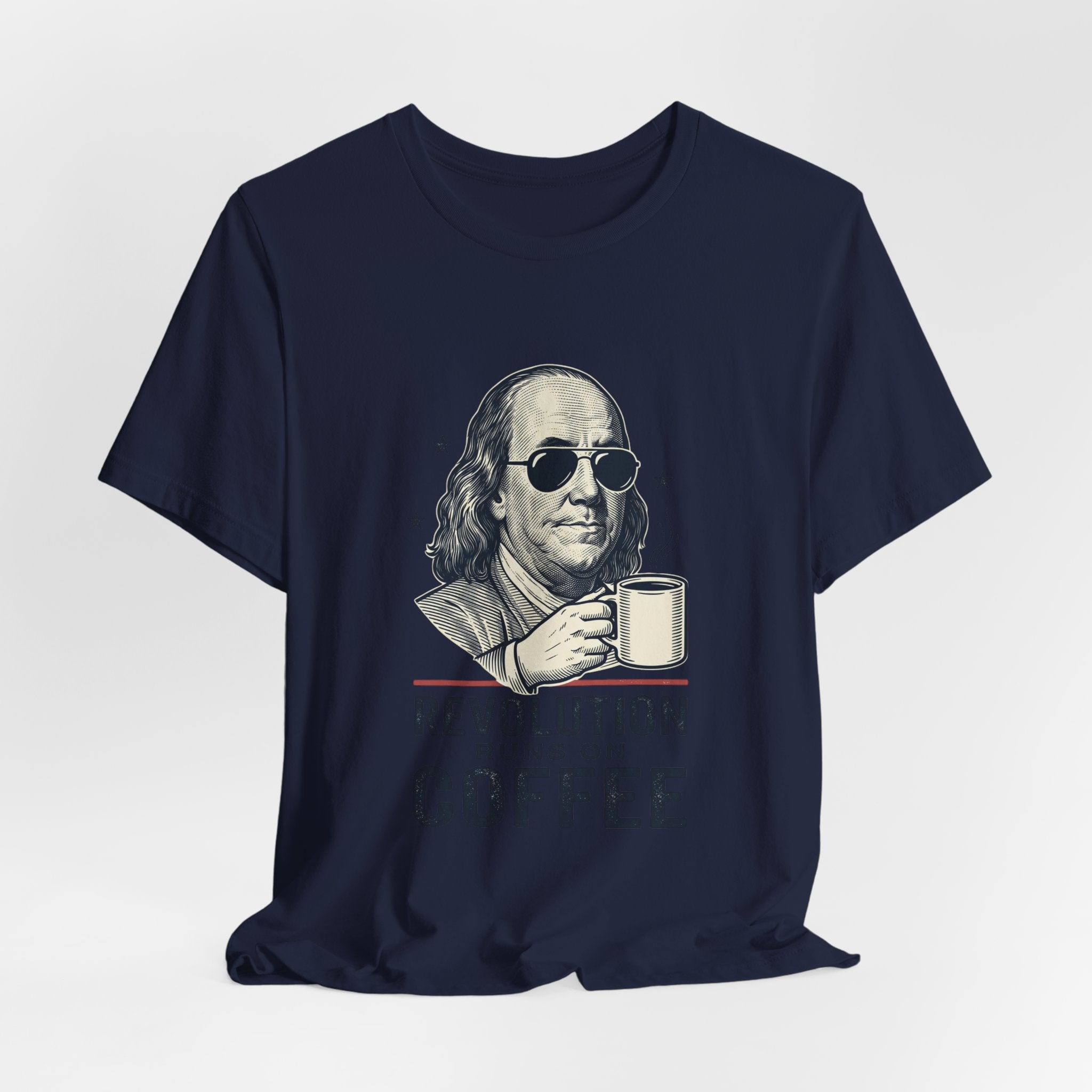 Revolution Runs on Coffee Tee | Founding Daddies, Vintage Patriotic Humor