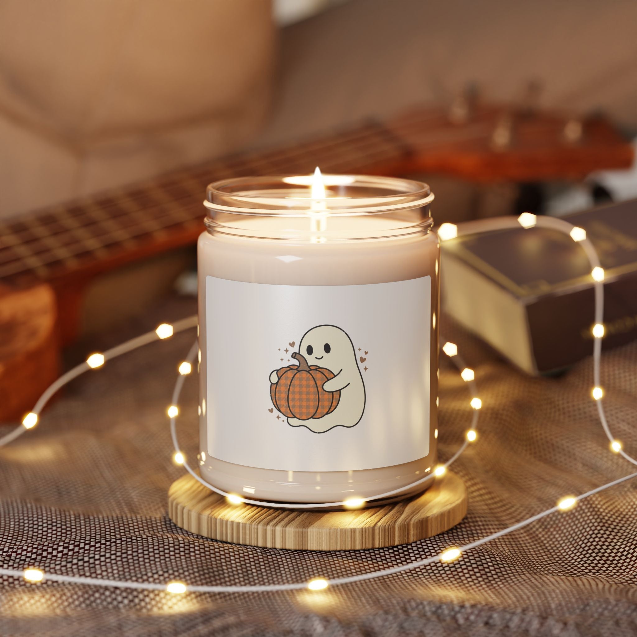 Cute Ghost Holding Pumpkin Candle | Fall Pumpkin Halloween Soy Jar