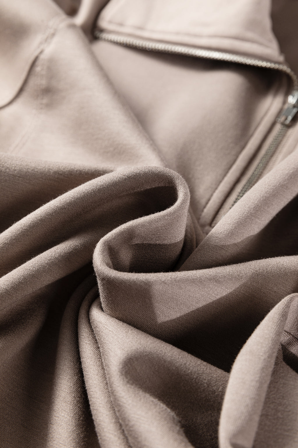 Black Zip Collar Long Sleeve Top Drawstring Pants Set