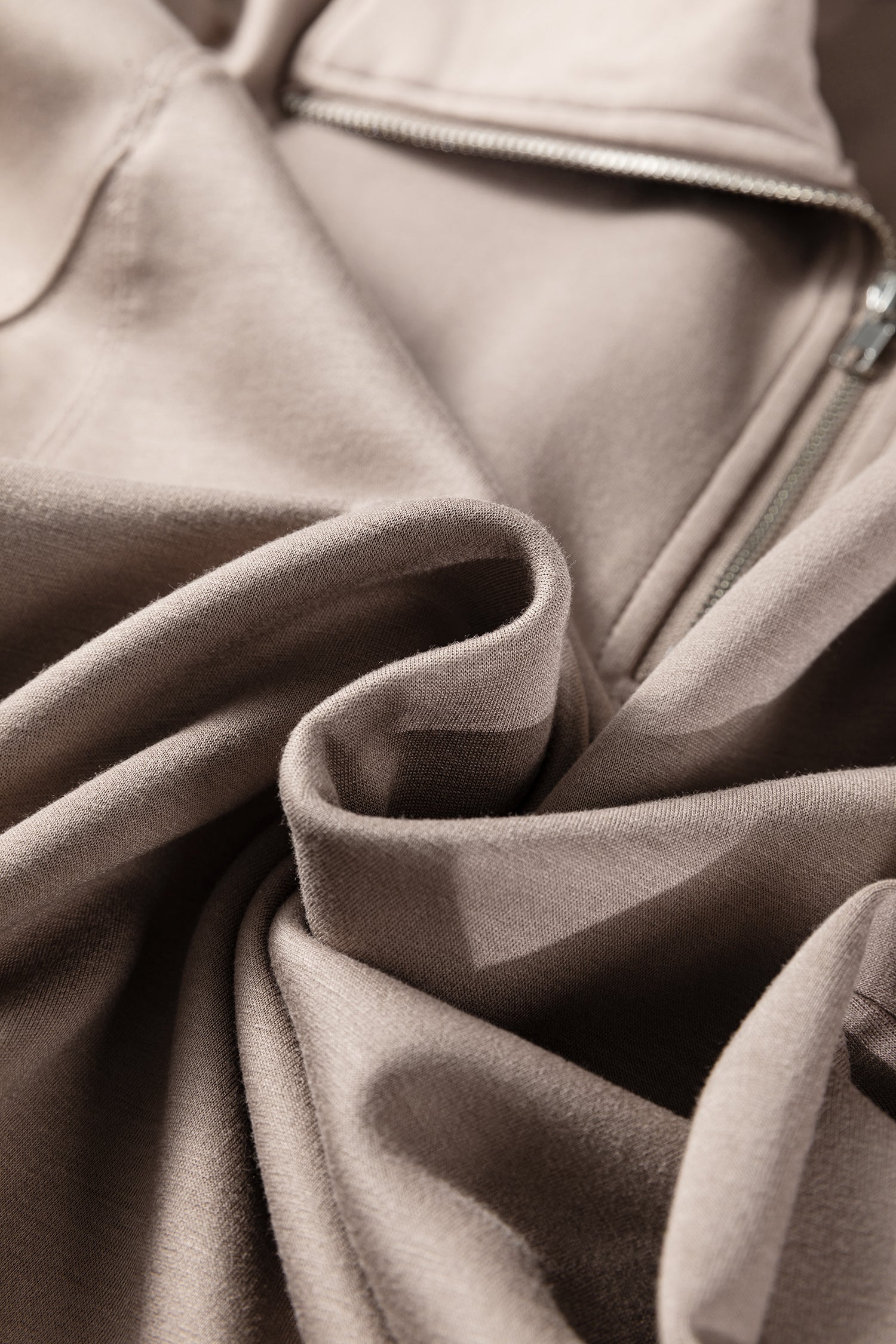 Black Zip Collar Long Sleeve Top Drawstring Pants Set