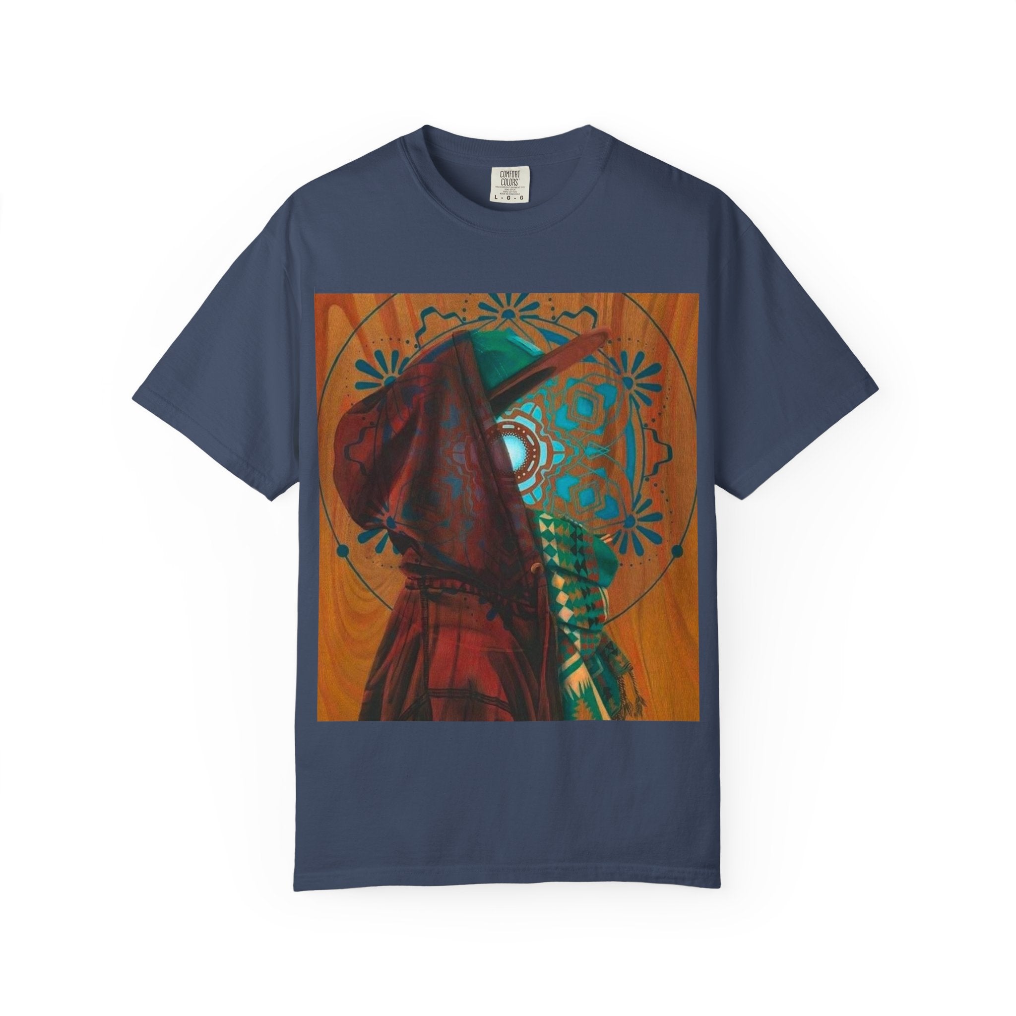 Mystic Hooded Figure Graphic T-Shirt — Boho Spiritual Art Tee