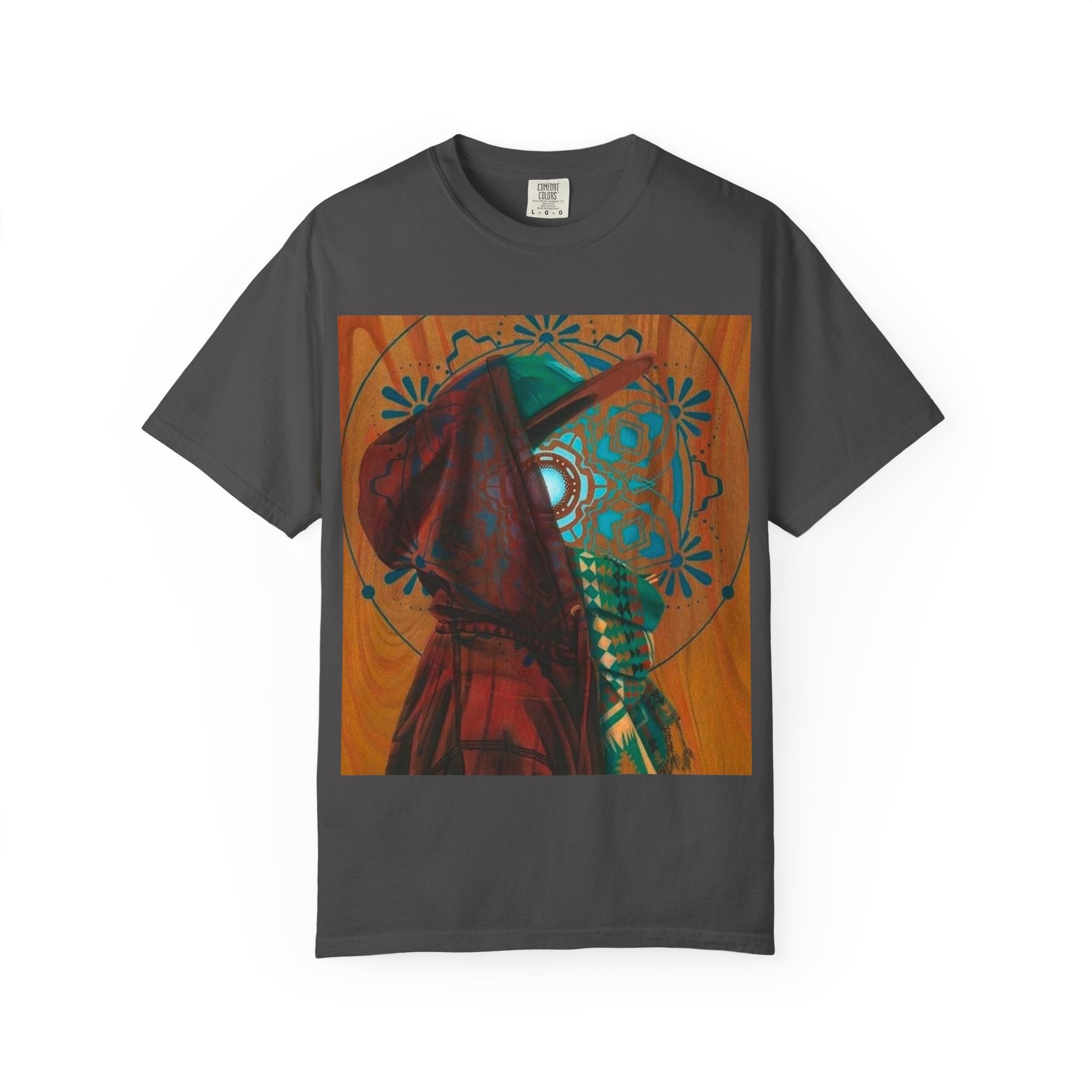 Mystic Hooded Figure Graphic T-Shirt — Boho Spiritual Art Tee