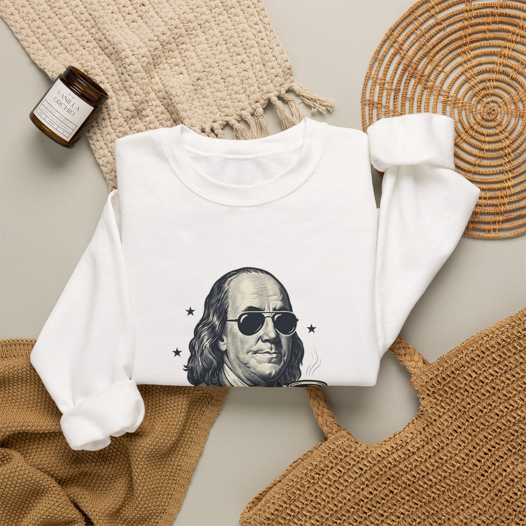 Revolution Runs on Coffee Crewneck Sweatshirt | Founding Daddies Americana, Vintage Portrait Tee