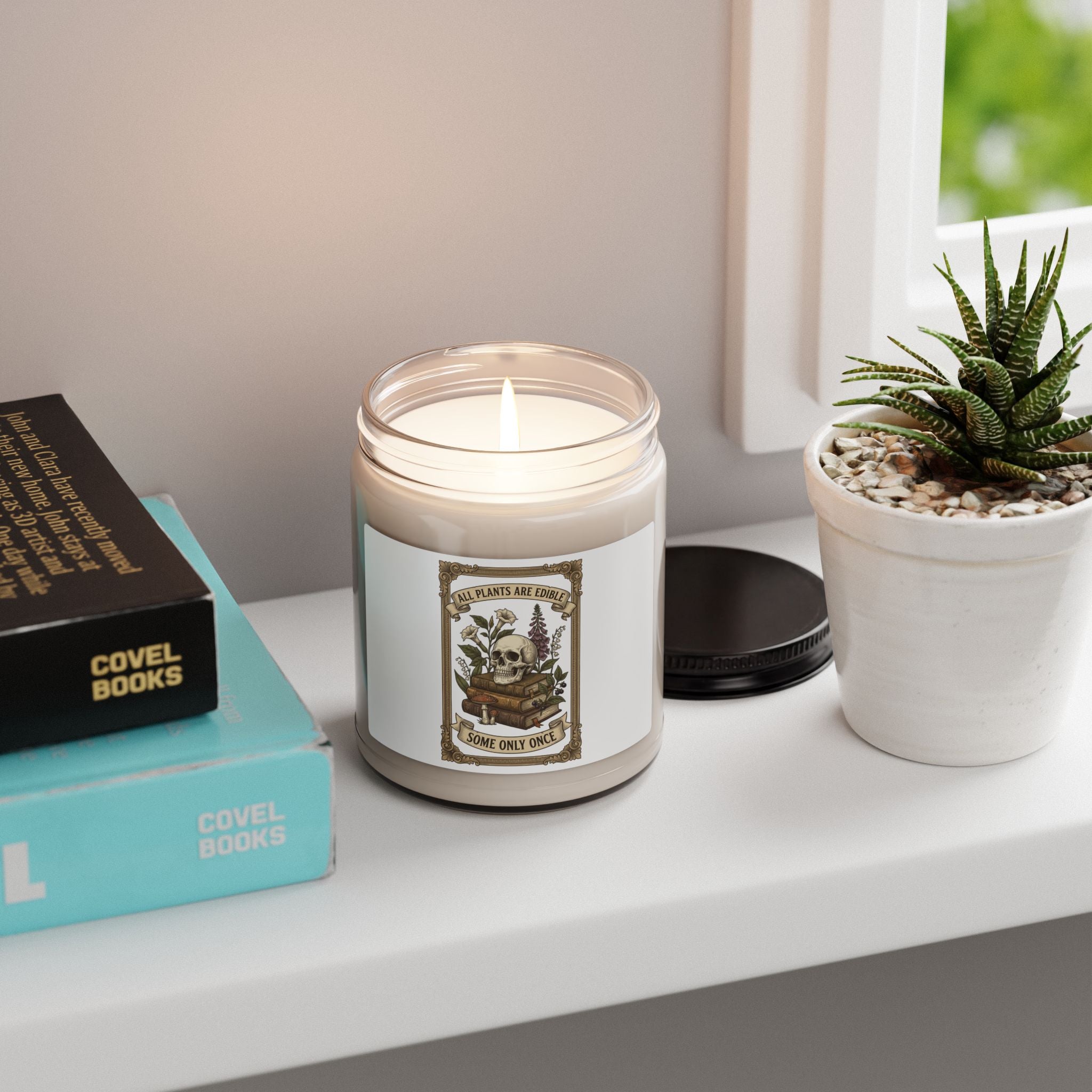 All Plants Are Edible Soy Candle | Botanical Skull Illustration, Dark Nature Humor
