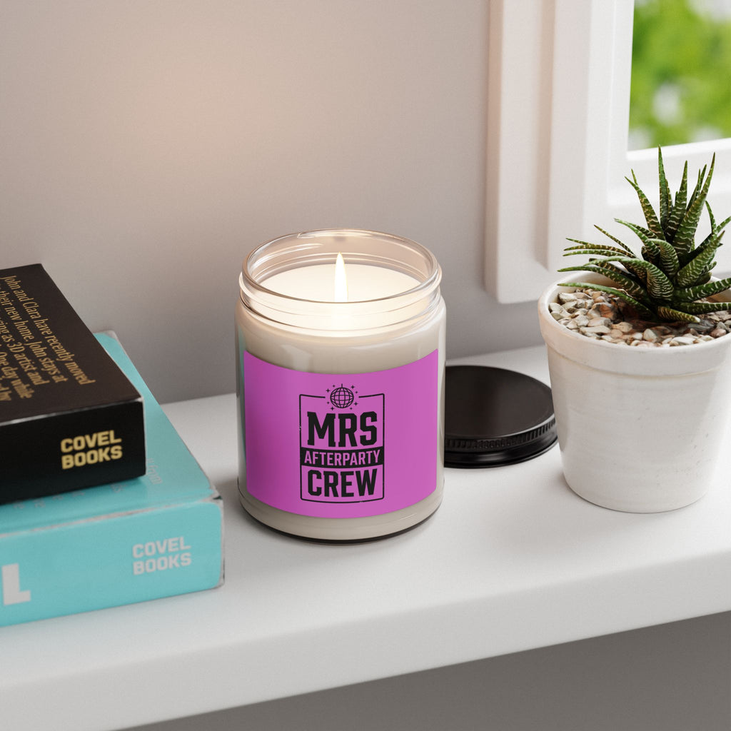 Mrs Afterparty Crew Candle, Scented Soy Jar, Bride Era Slogan