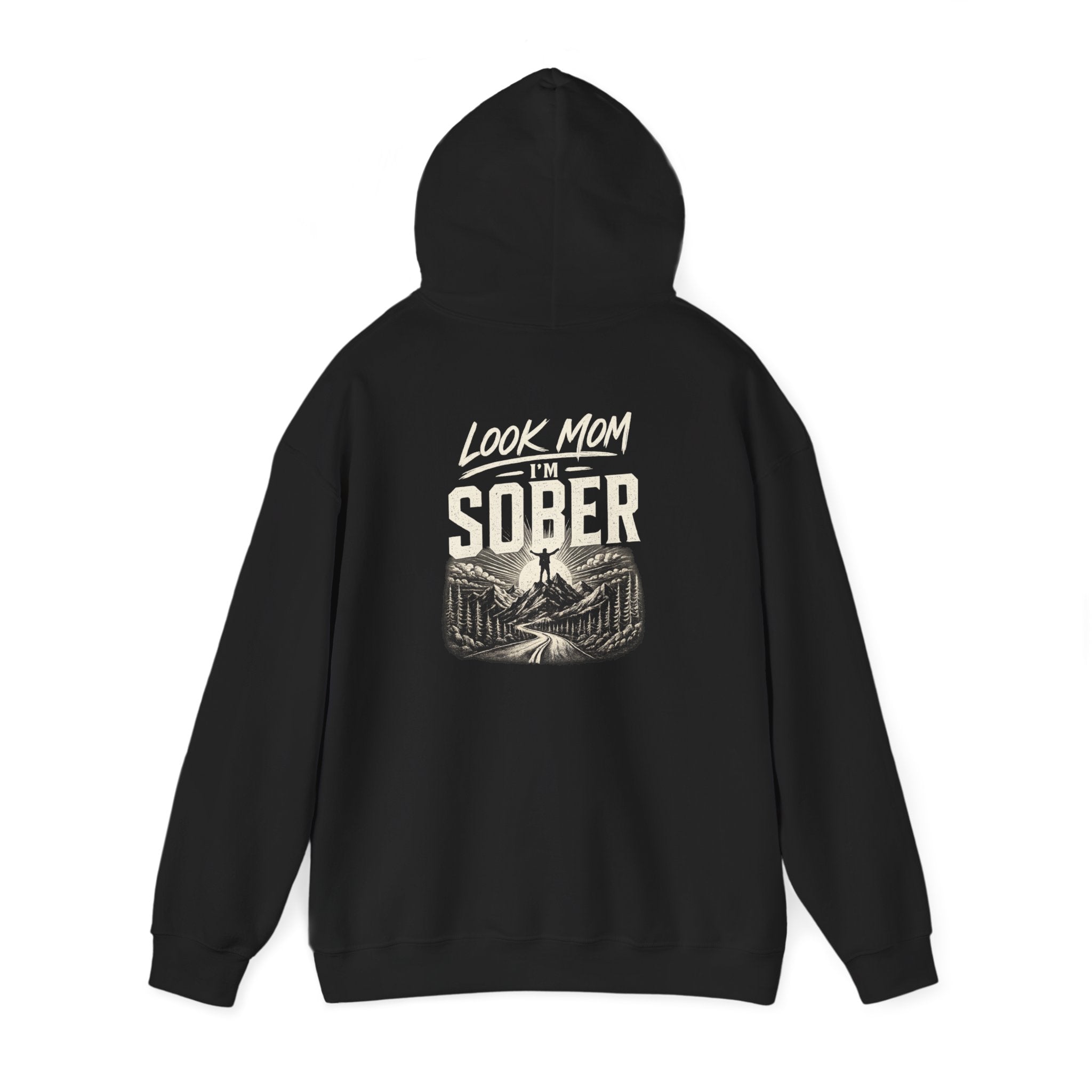 Hoodie — "Sober" Mountain Path Vintage Graphic Pullover