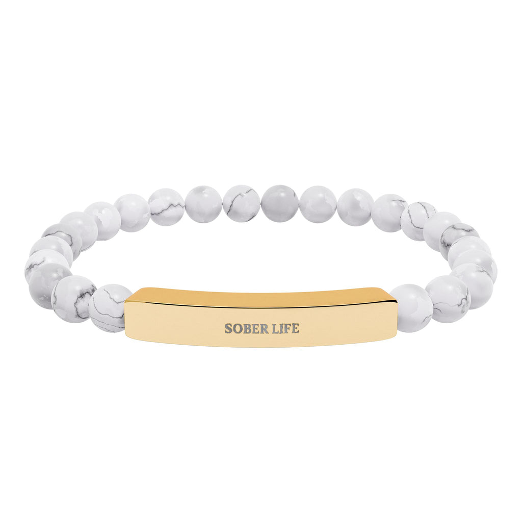 Engravable Natural Stone Stretch Bar Bracelet – Personalized Beaded Bracelet