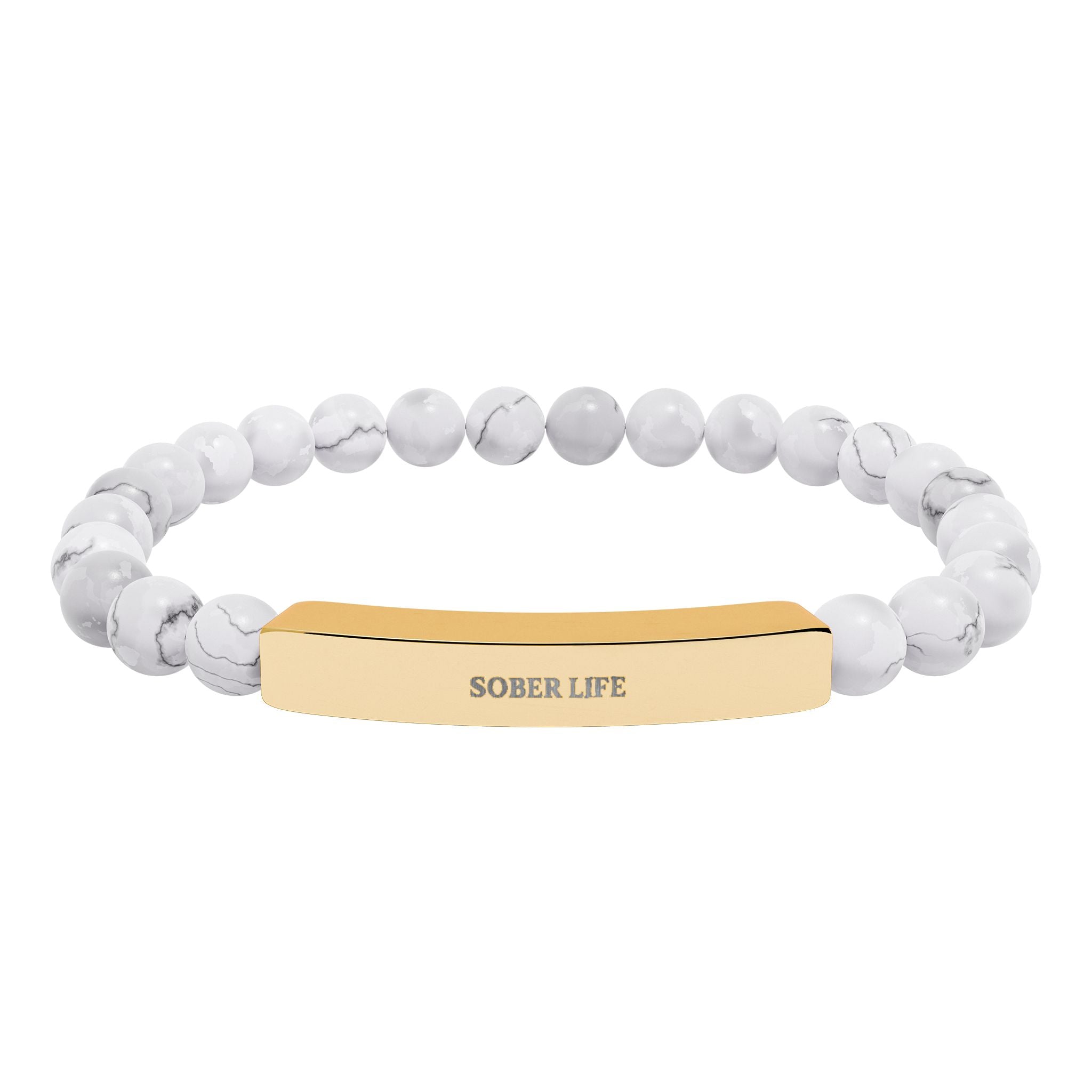Engravable Natural Stone Stretch Bar Bracelet – Personalized Beaded Bracelet