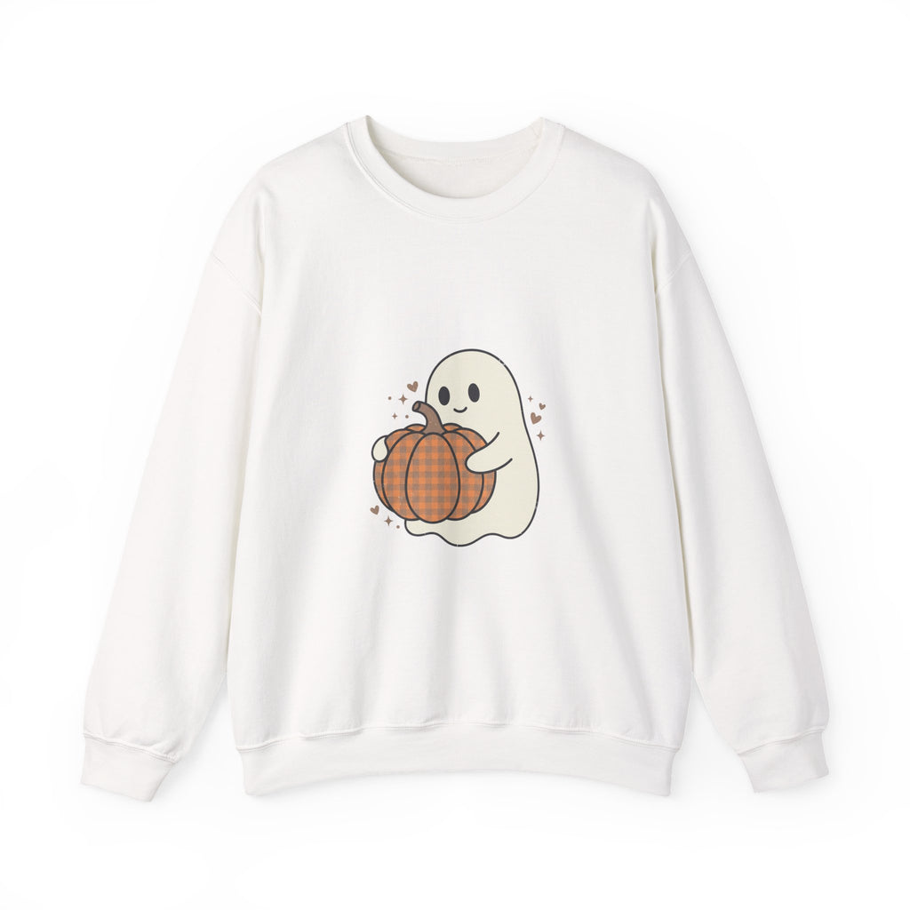Cute Ghost Holding Pumpkin Sweatshirt | Pumpkin Halloween Fall Aesthetic