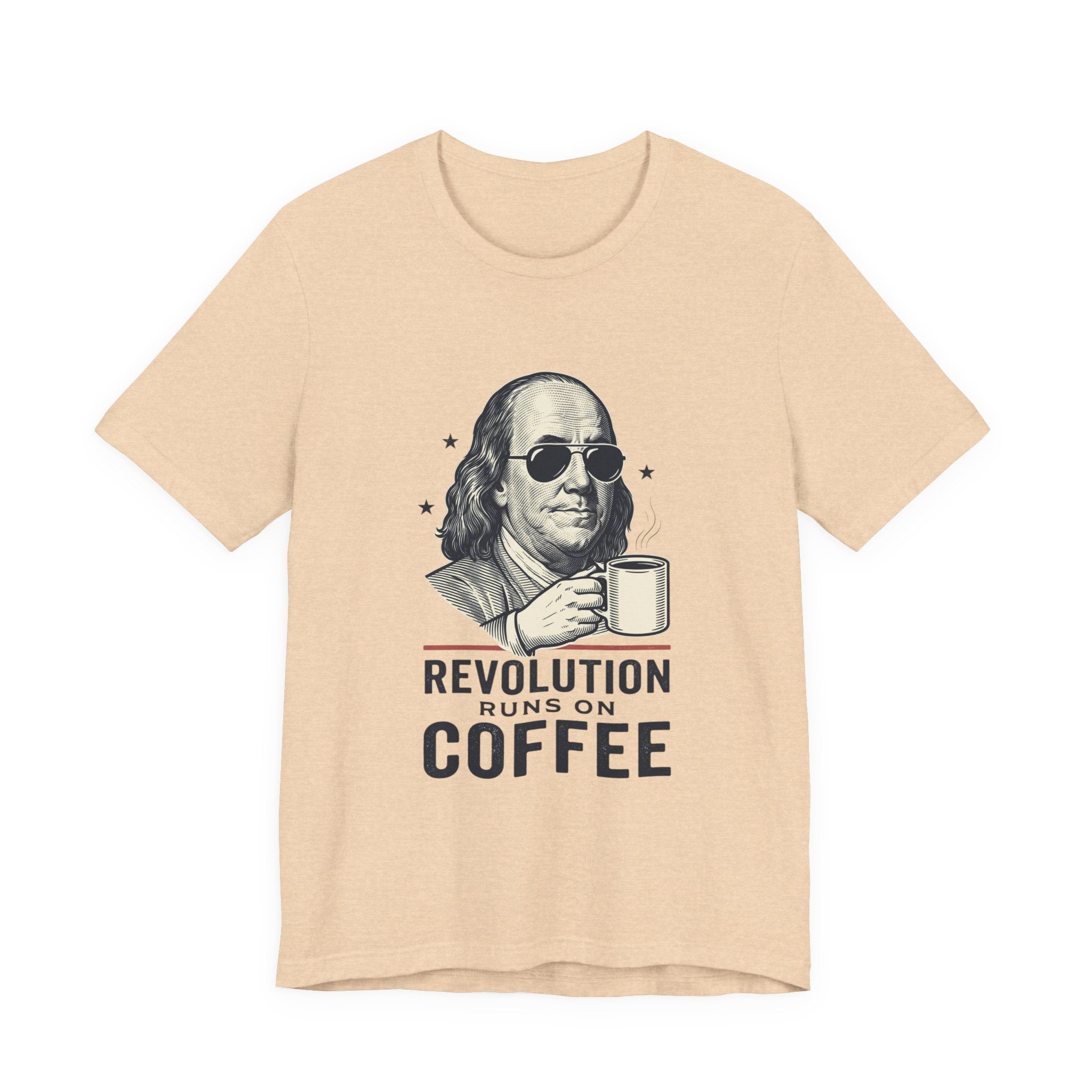 Revolution Runs on Coffee Tee | Founding Daddies, Vintage Patriotic Humor