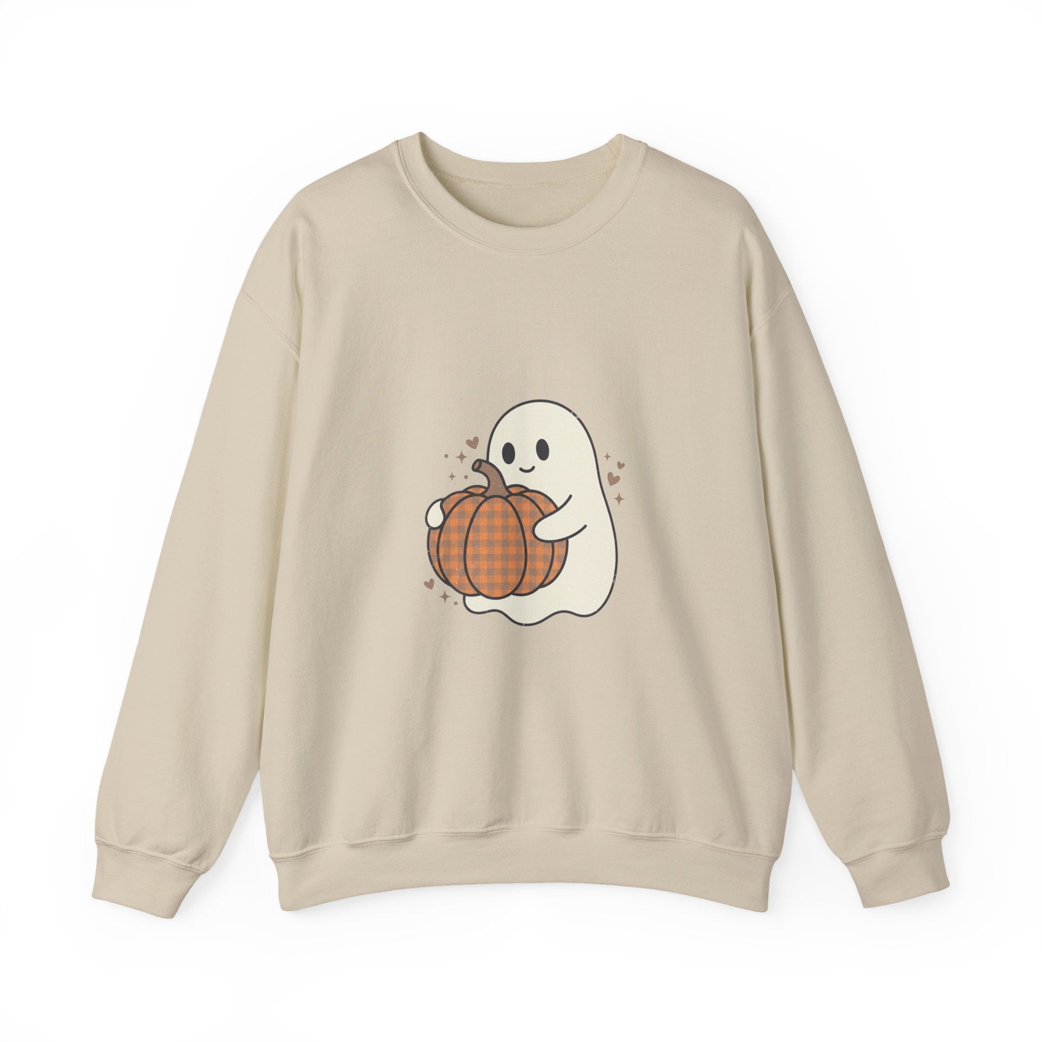 Cute Ghost Holding Pumpkin Sweatshirt | Pumpkin Halloween Fall Aesthetic