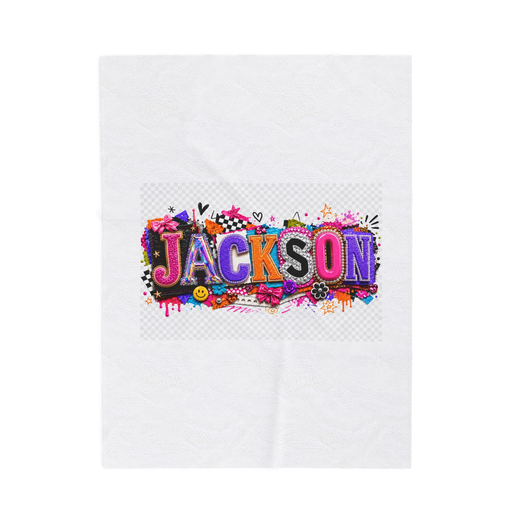Personalized 'Jackson' Velveteen Plush Blanket — Colorful Graffiti Name Throw
