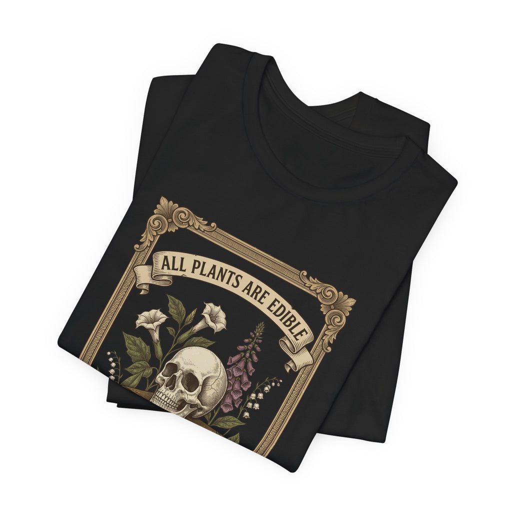 All Plants Are Edible Tee | Vintage Botanical Skull, Forager Mycology Humor