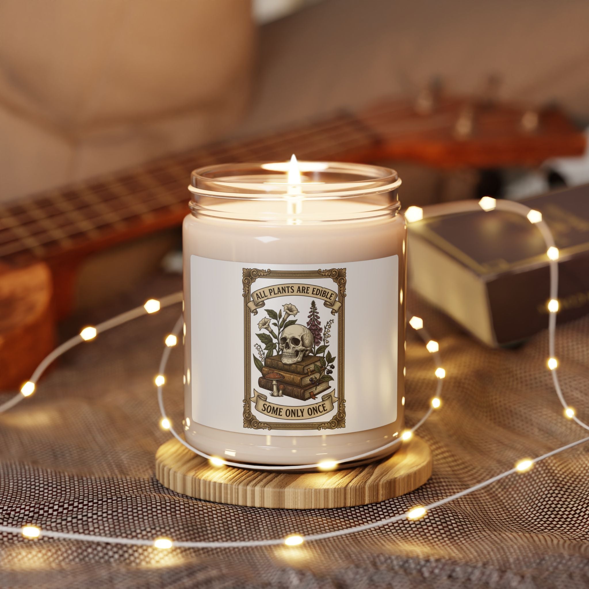 All Plants Are Edible Soy Candle | Botanical Skull Illustration, Dark Nature Humor