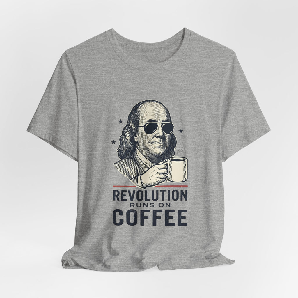 Revolution Runs on Coffee Tee | Founding Daddies, Vintage Patriotic Humor