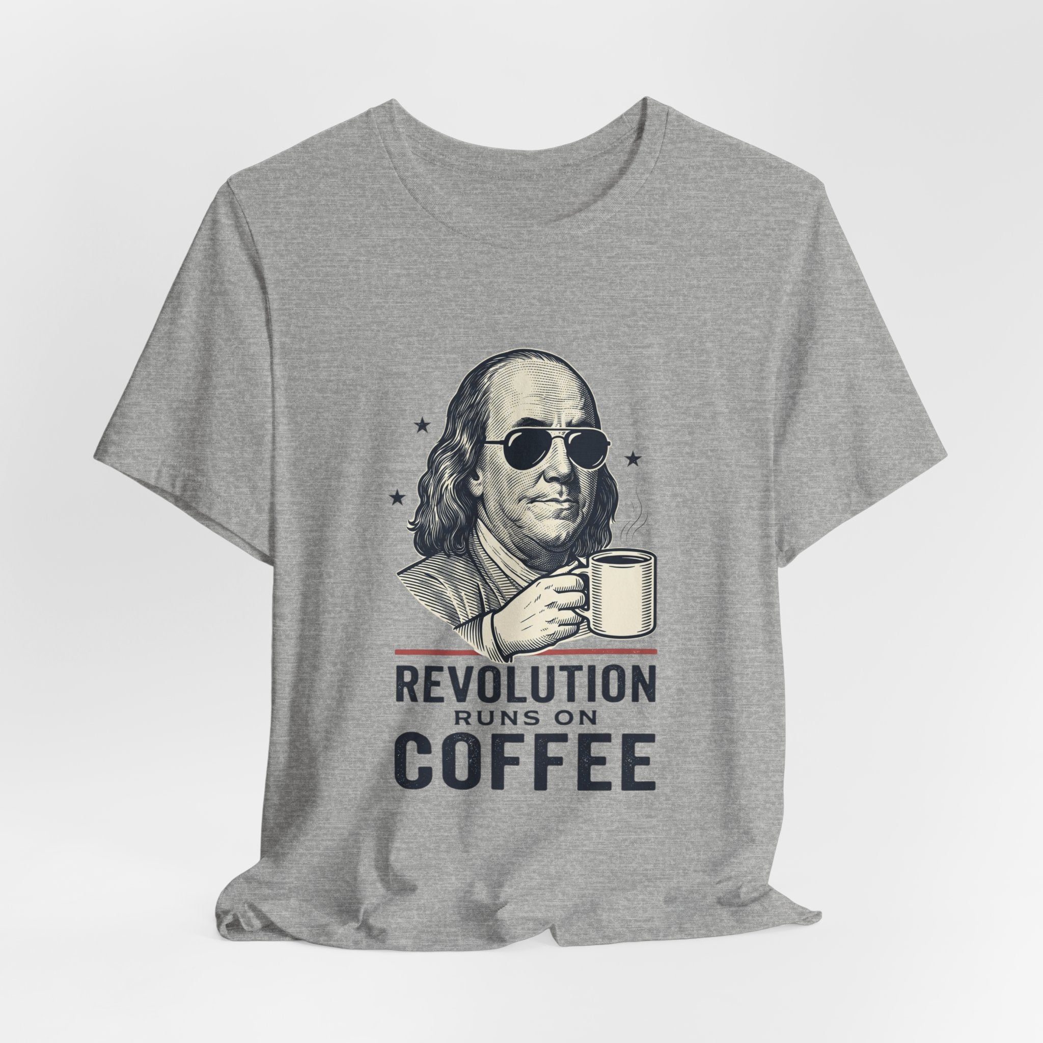 Revolution Runs on Coffee Tee | Founding Daddies, Vintage Patriotic Humor