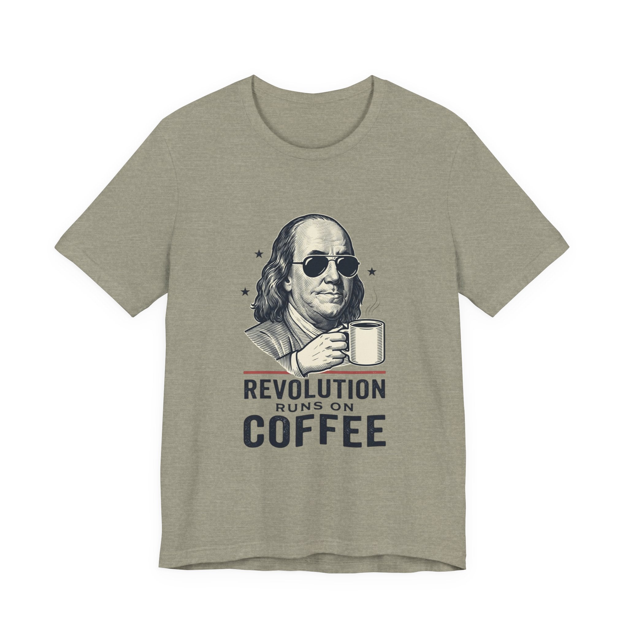 Revolution Runs on Coffee Tee | Founding Daddies, Vintage Patriotic Humor