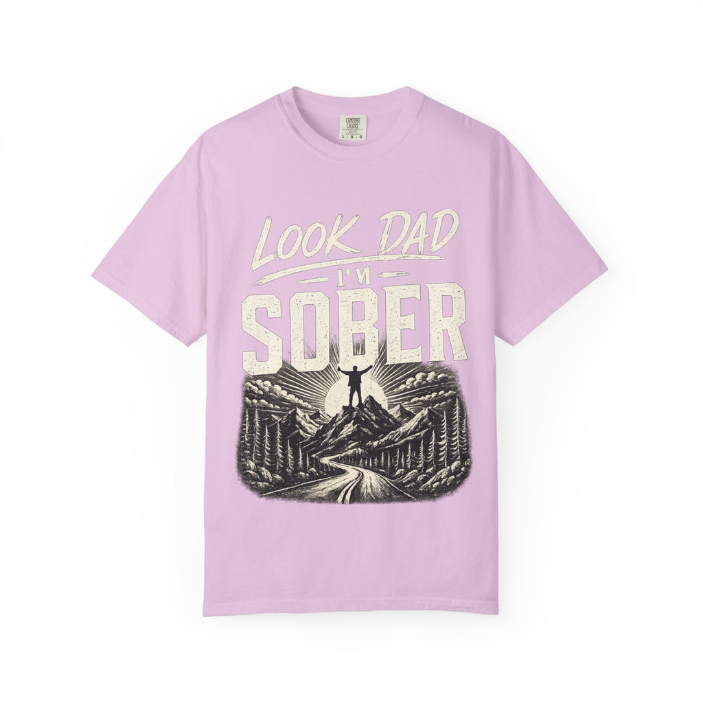 Look Dad I’m Sober T-Shirt – Recovery & Sobriety Mountain Design