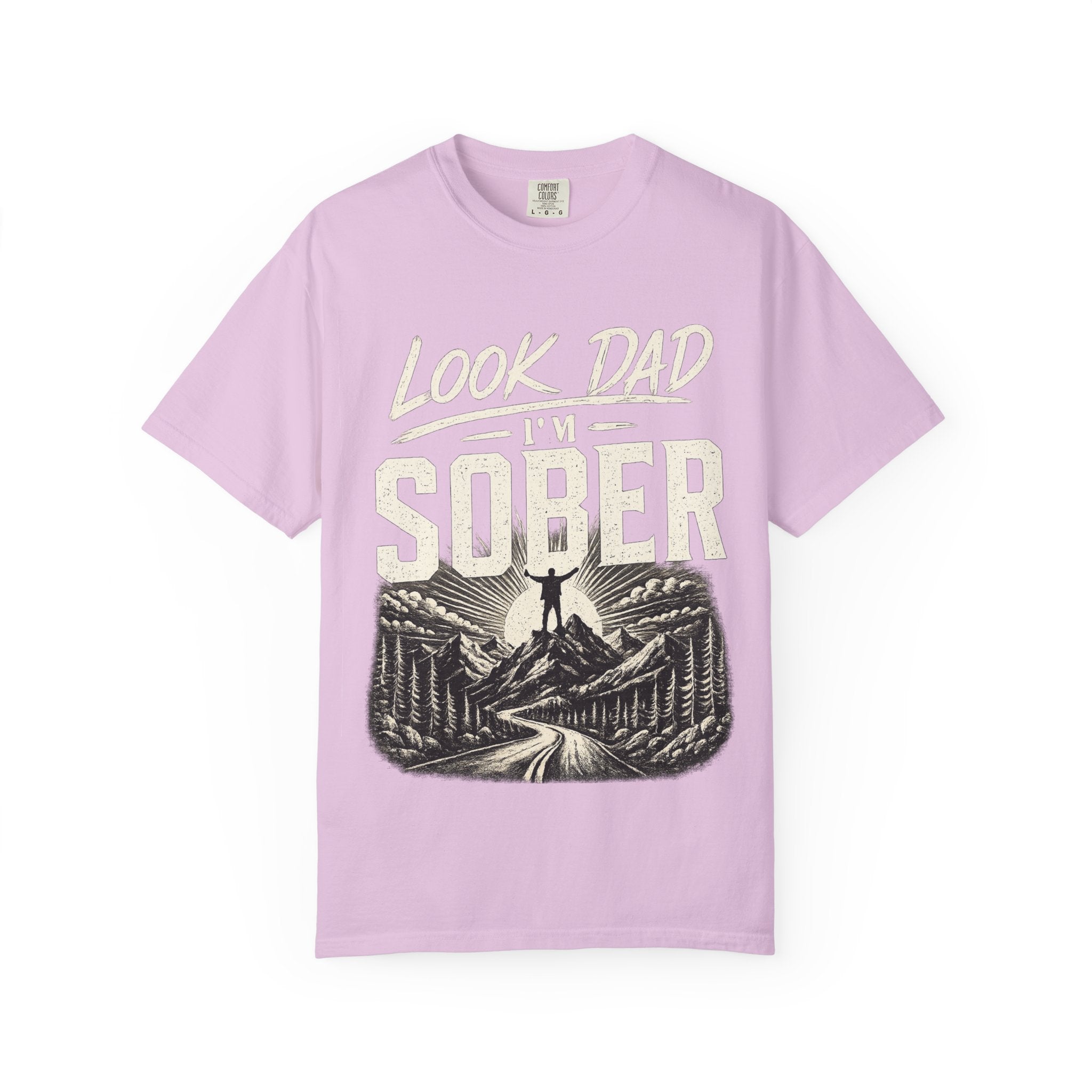 Look Dad I’m Sober T-Shirt – Recovery & Sobriety Mountain Design