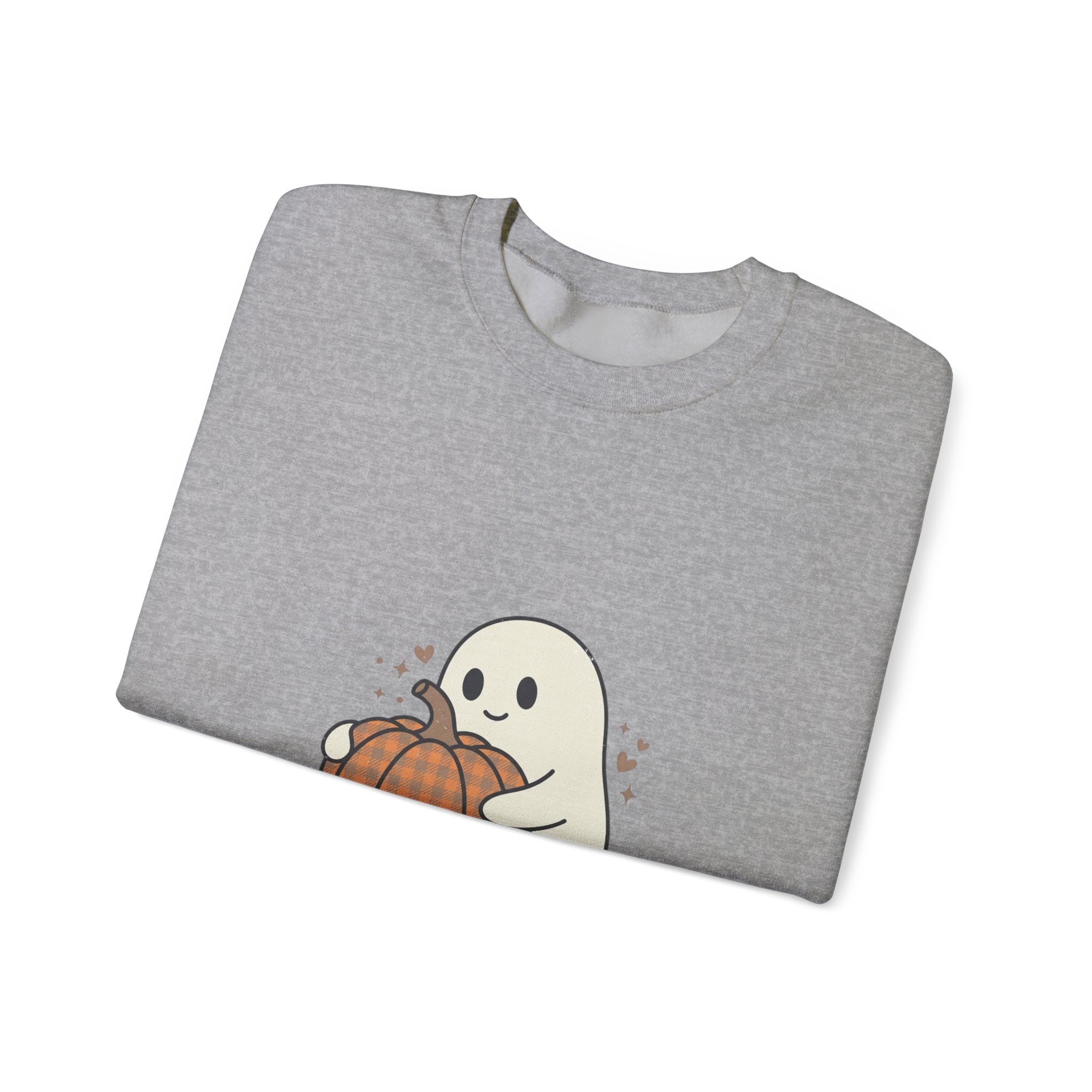 Cute Ghost Holding Pumpkin Sweatshirt | Pumpkin Halloween Fall Aesthetic