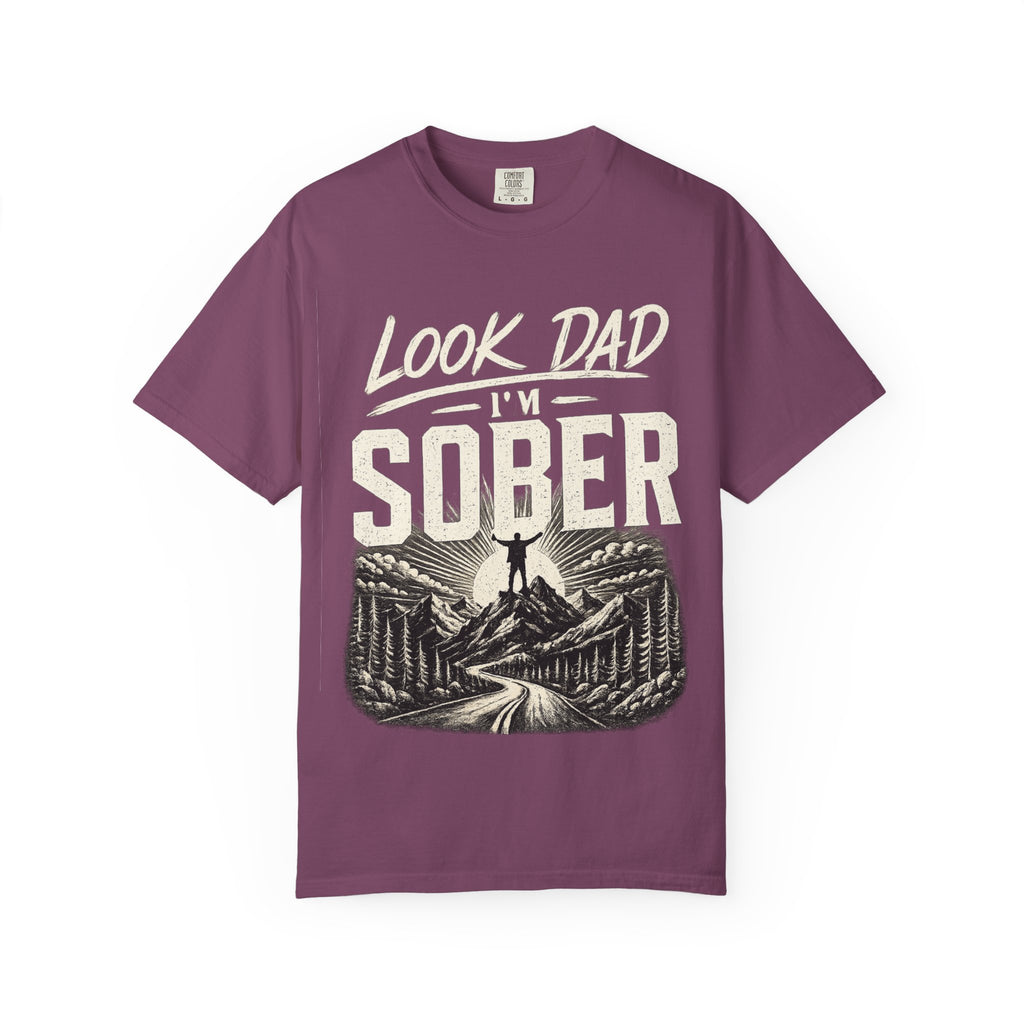 Look Dad I’m Sober T-Shirt – Recovery & Sobriety Mountain Design
