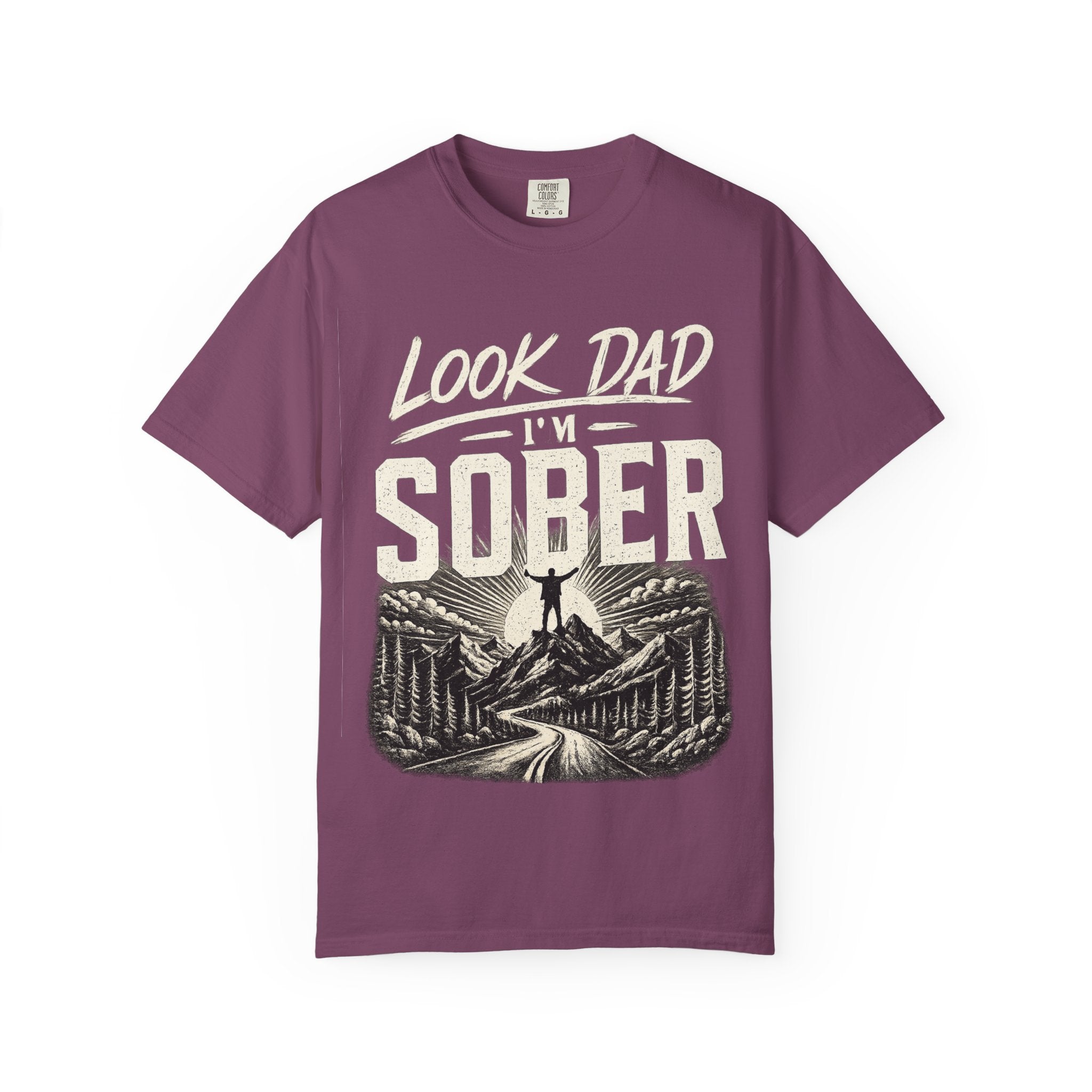 Look Dad I’m Sober T-Shirt – Recovery & Sobriety Mountain Design