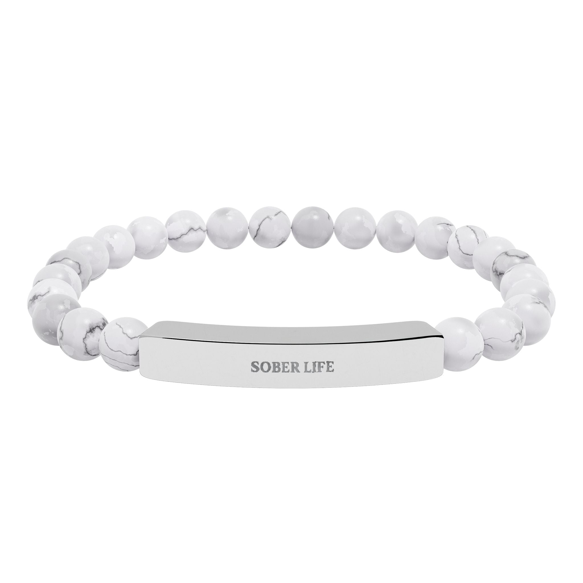 Engravable Natural Stone Stretch Bar Bracelet – Personalized Beaded Bracelet