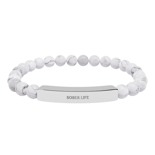 Engravable Natural Stone Stretch Bar Bracelet – Personalized Beaded Bracelet