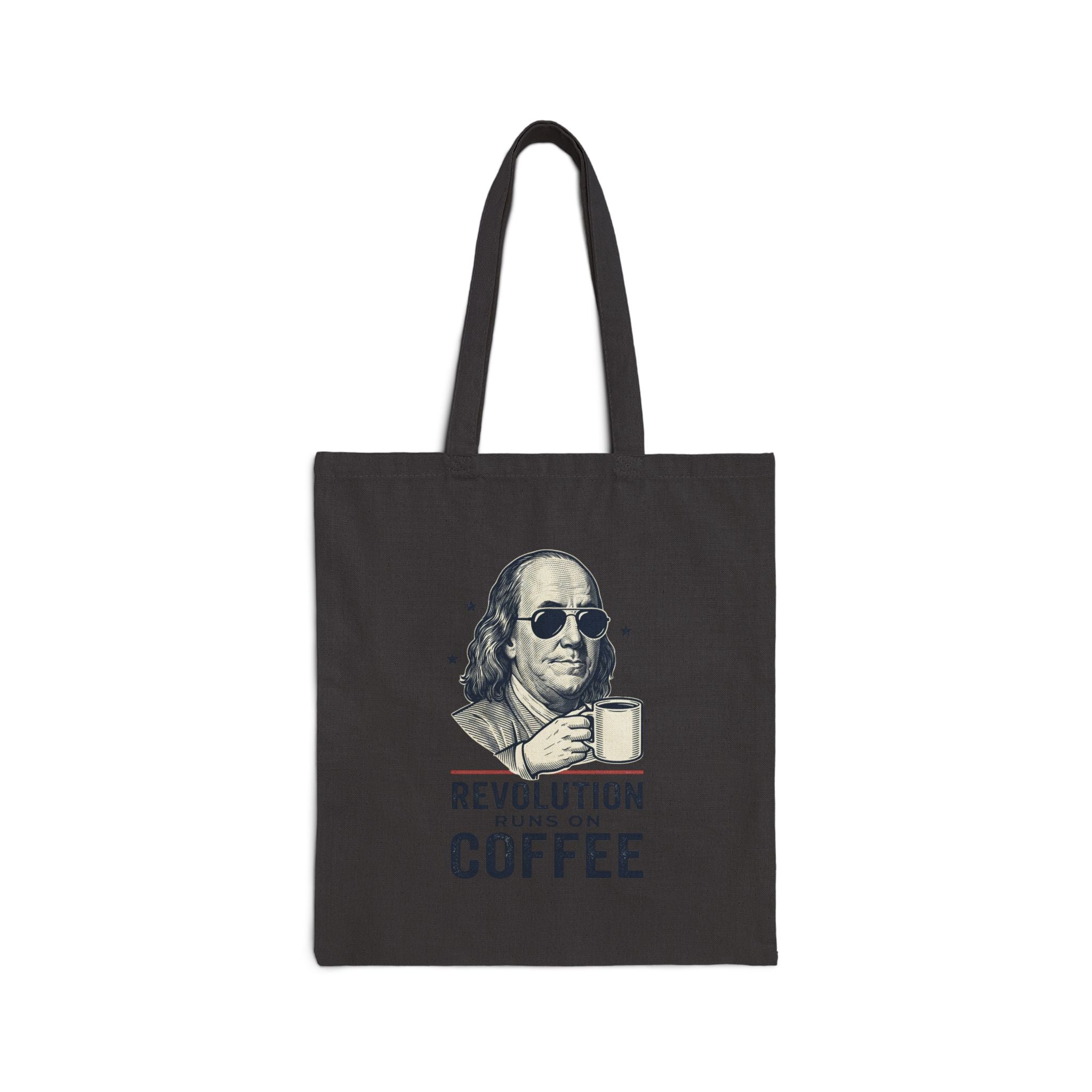 Revolution Runs on Coffee Tote | Founding Daddies, Vintage Patriotic Graphic