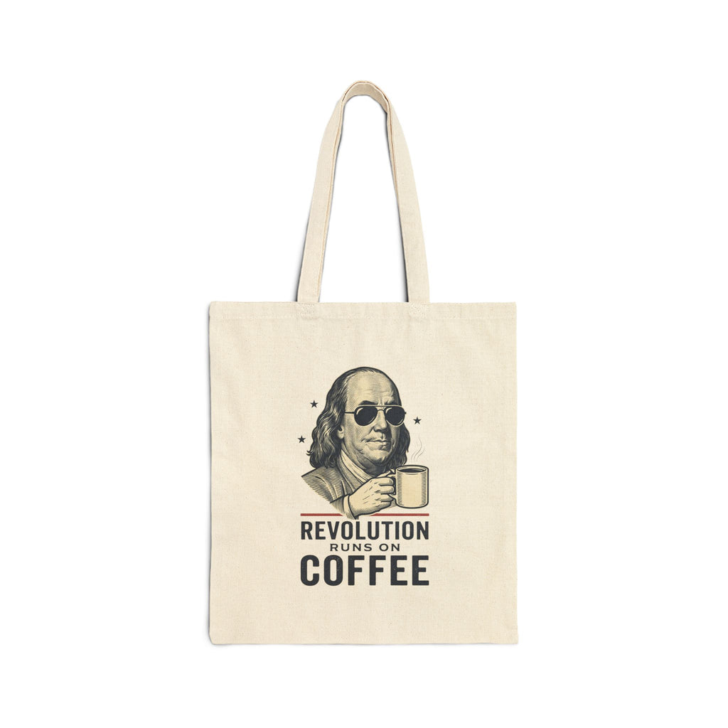 Revolution Runs on Coffee Tote | Founding Daddies, Vintage Patriotic Graphic