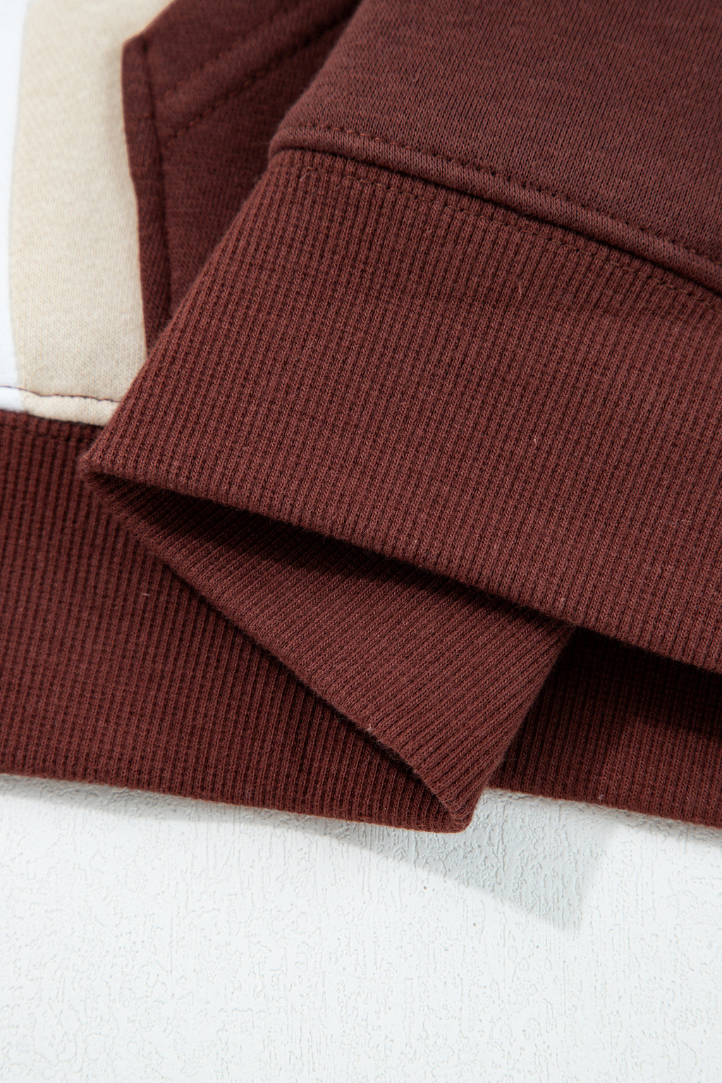 Coffee Color Block Patchwork Athleisure Hooded Sweatshirt