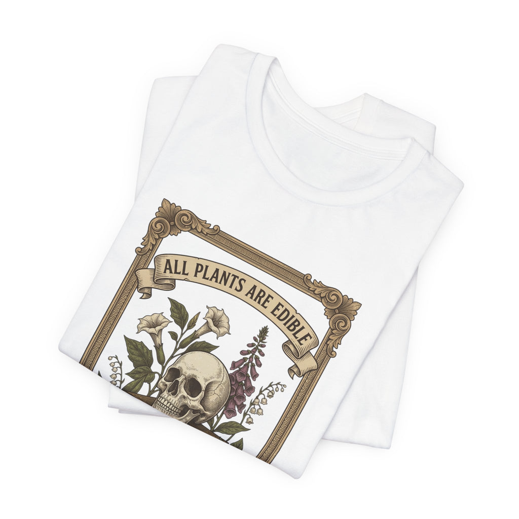 All Plants Are Edible Tee | Vintage Botanical Skull, Forager Mycology Humor