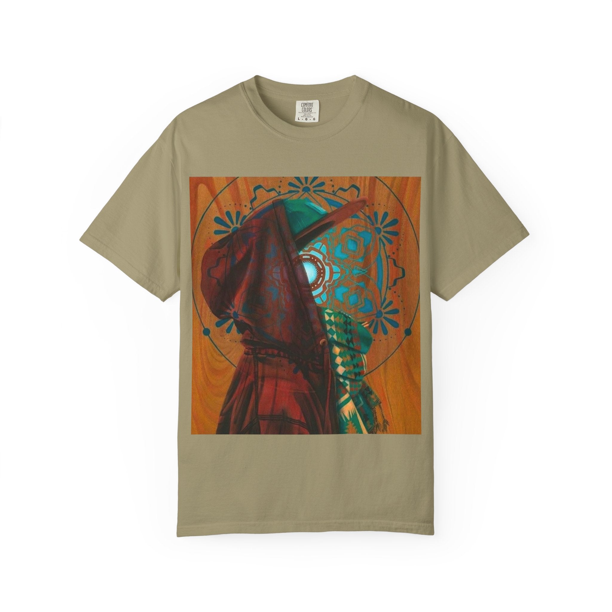 Mystic Hooded Figure Graphic T-Shirt — Boho Spiritual Art Tee