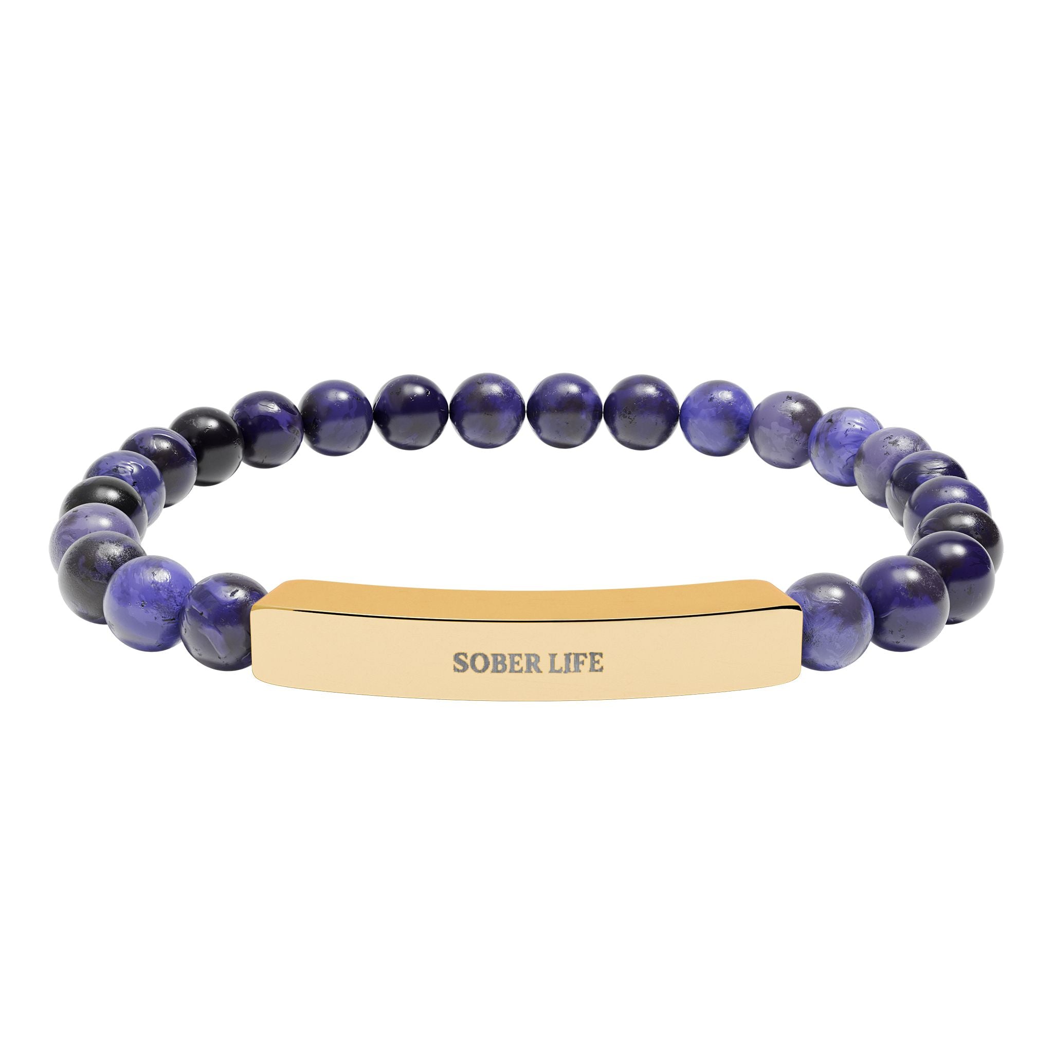 Engravable Natural Stone Stretch Bar Bracelet – Personalized Beaded Bracelet