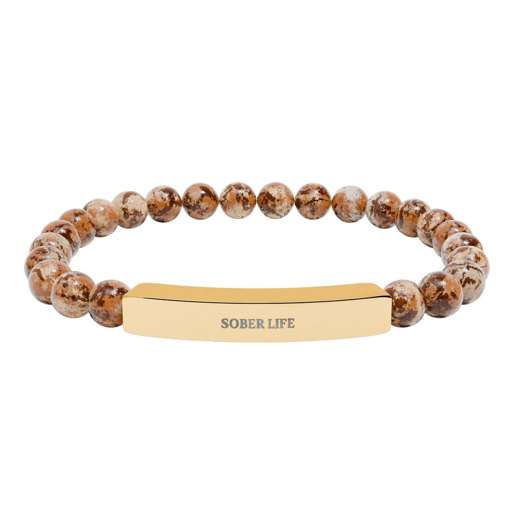 Engravable Natural Stone Stretch Bar Bracelet – Personalized Beaded Bracelet
