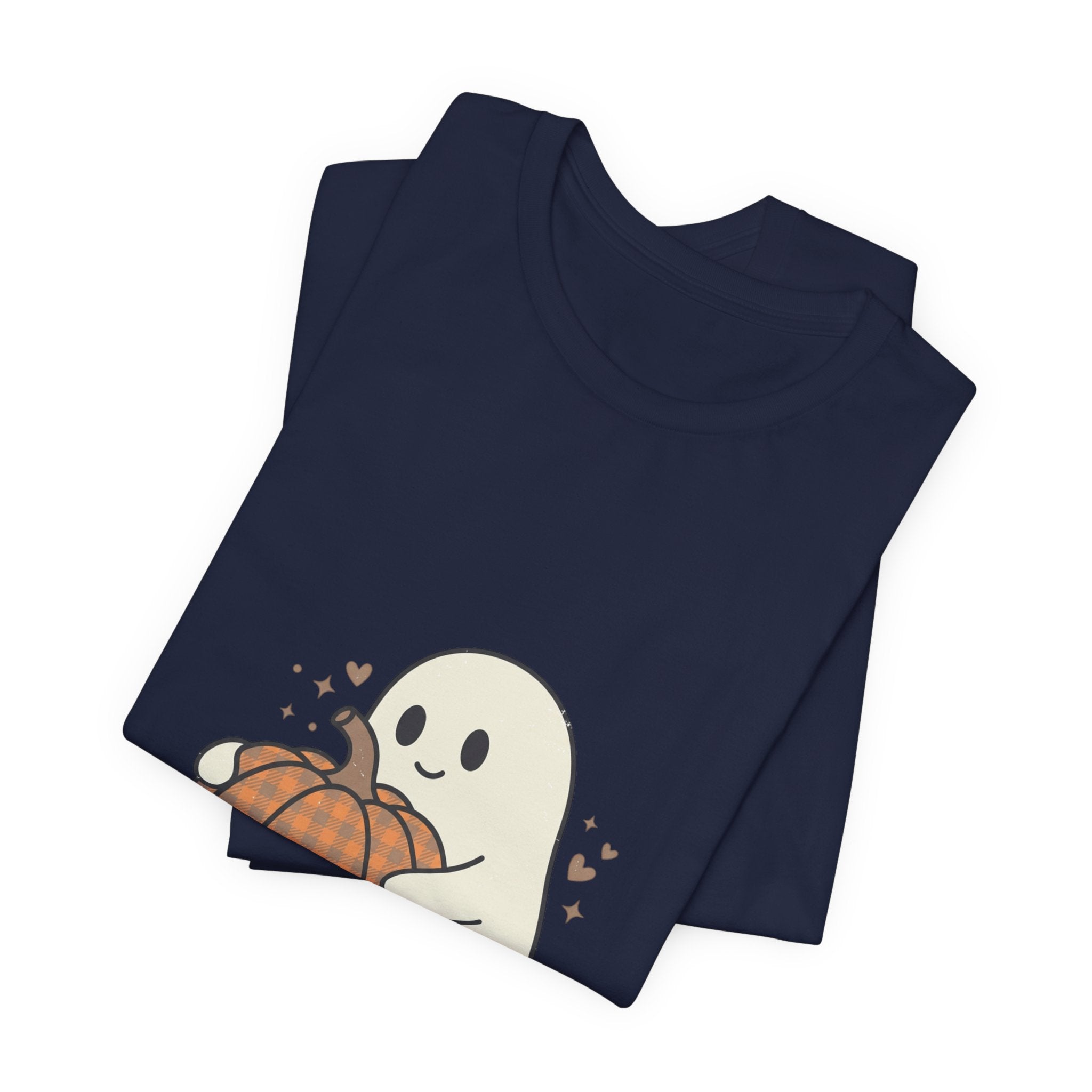 Cute Ghost Holding Pumpkin Tee | Pumpkin Halloween Fall Aesthetic