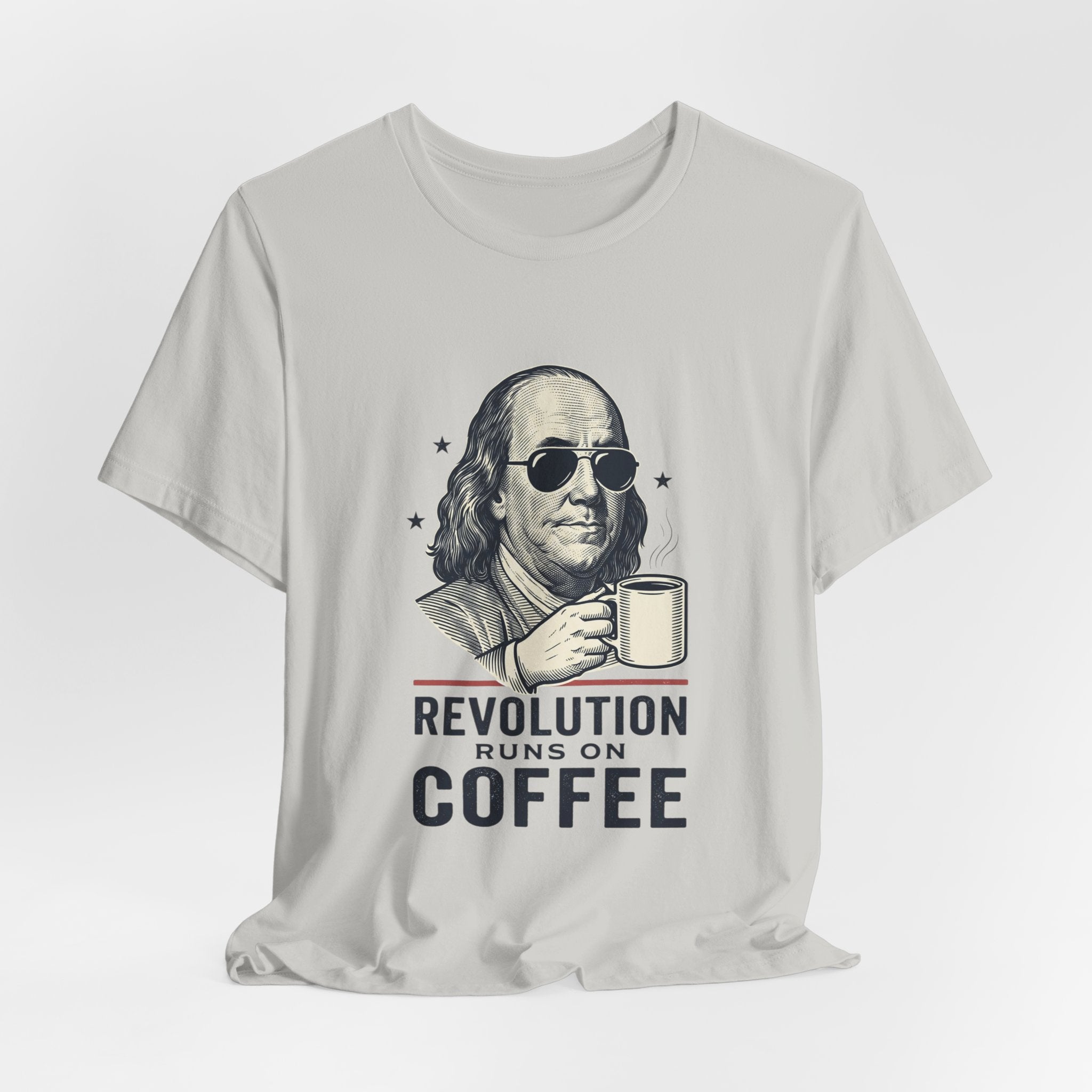Revolution Runs on Coffee Tee | Founding Daddies, Vintage Patriotic Humor