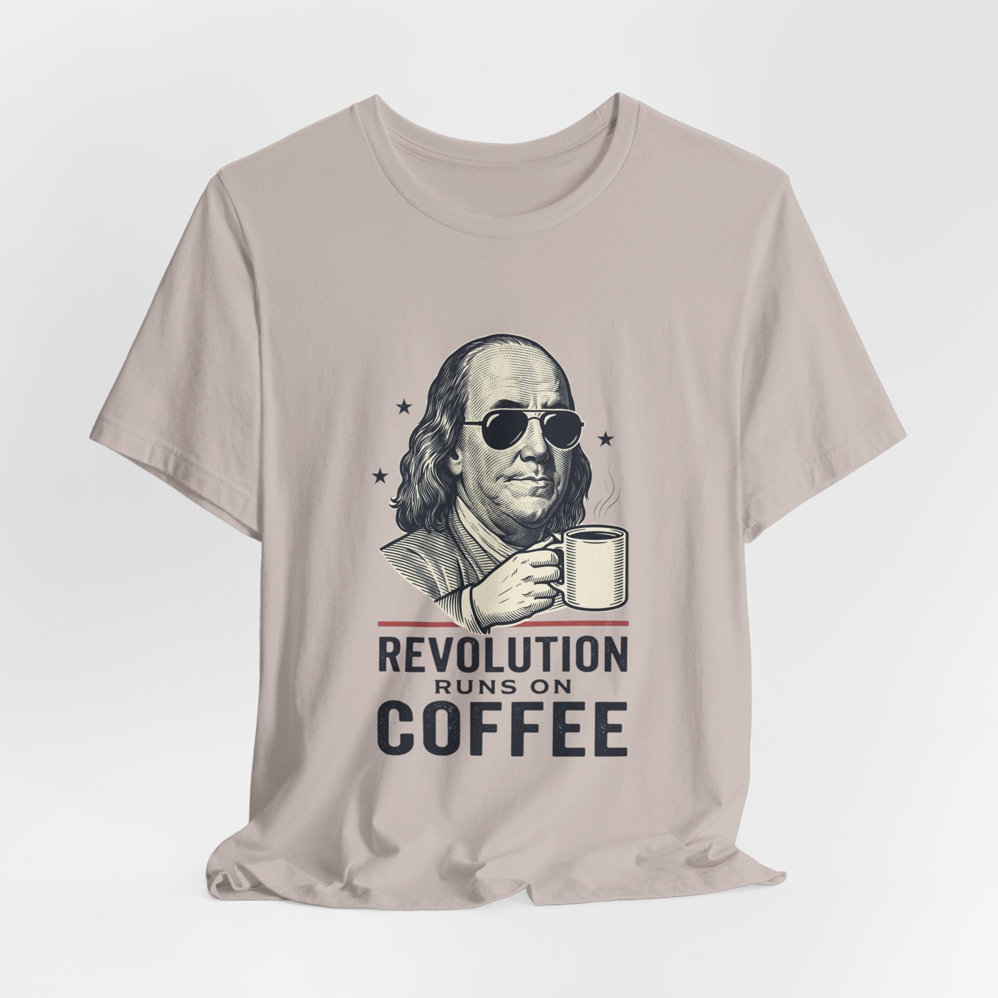 Revolution Runs on Coffee Tee | Founding Daddies, Vintage Patriotic Humor