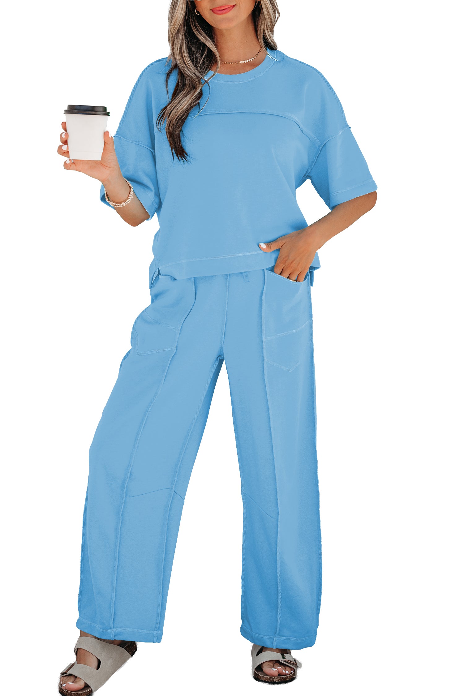 Racing Red Drop Shoulder Boxy Tee and Barrel Pants Set