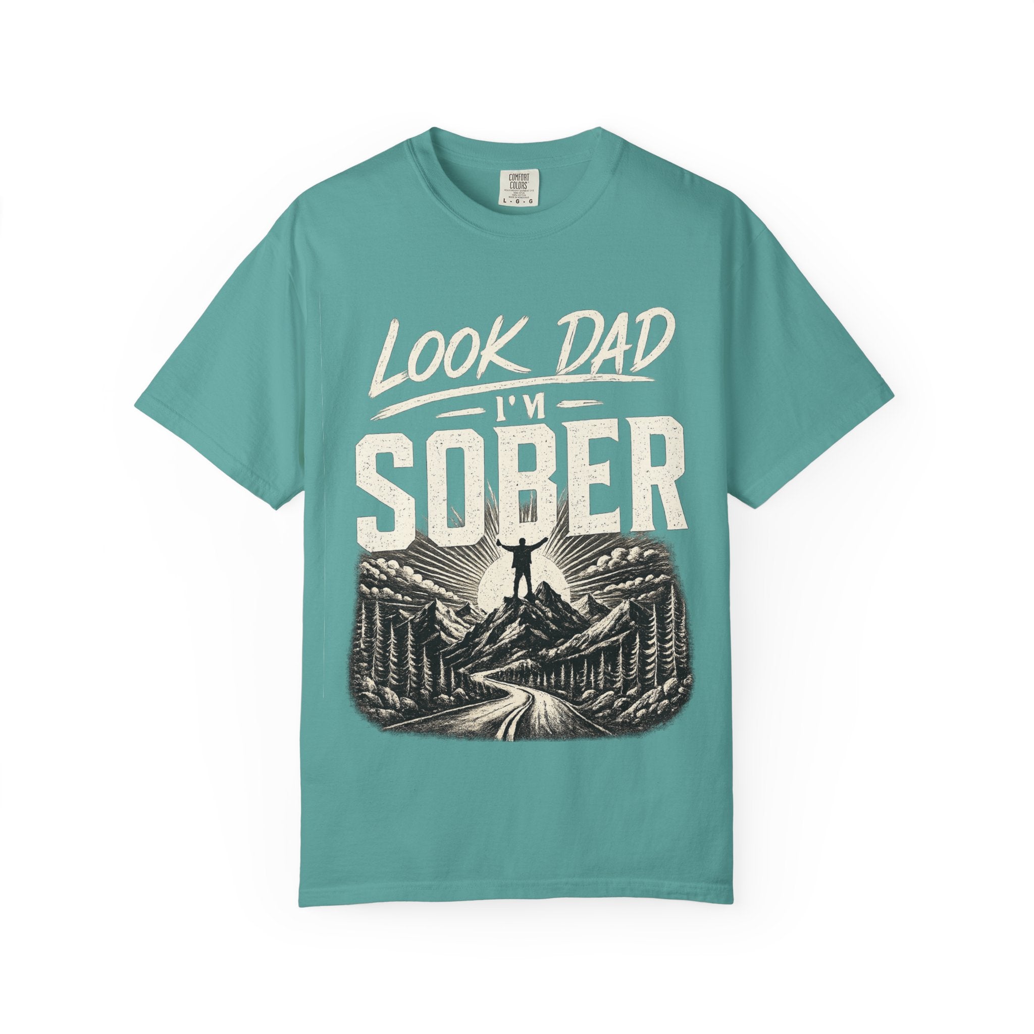 Look Dad I’m Sober T-Shirt – Recovery & Sobriety Mountain Design