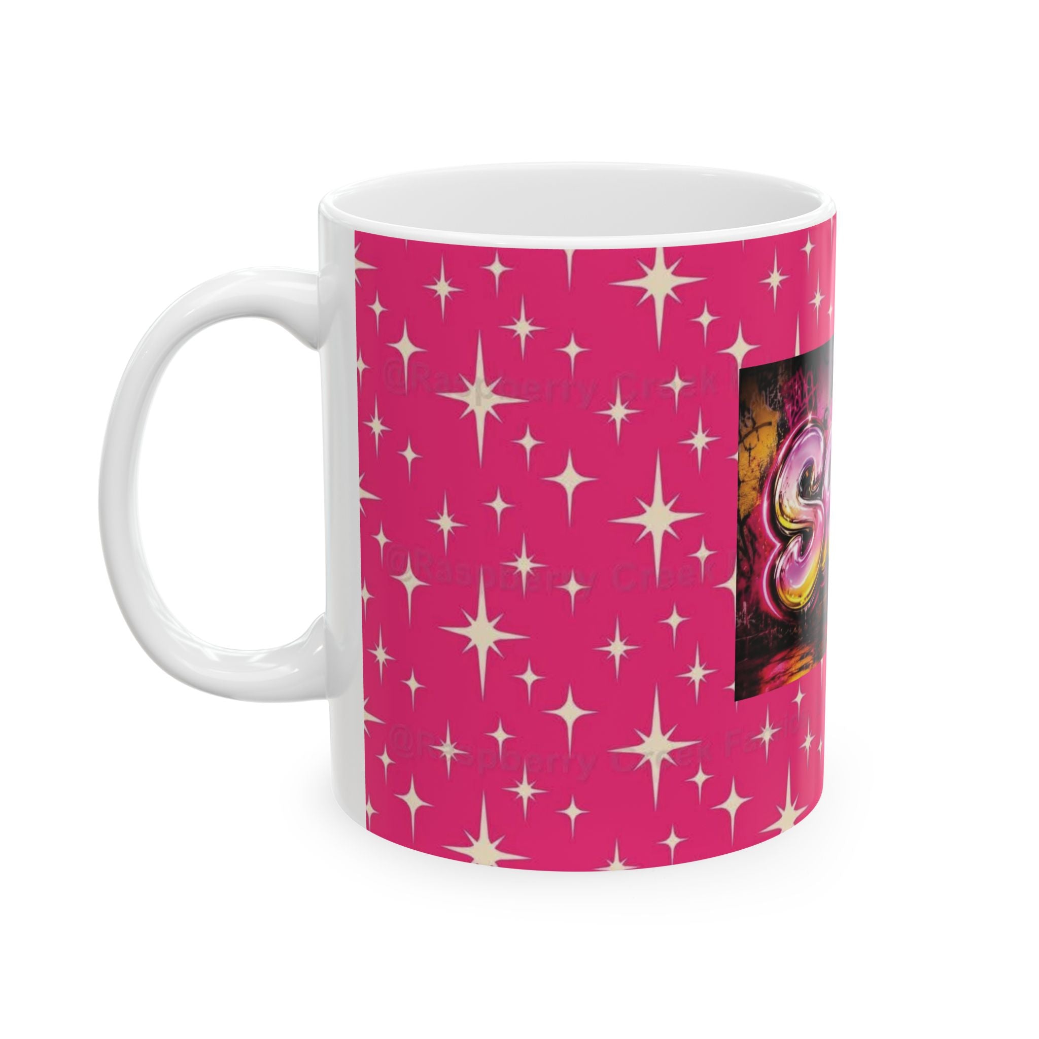 Sassy Pink Ceramic Mug (11oz & 15oz) — Sparkle Graffiti Design