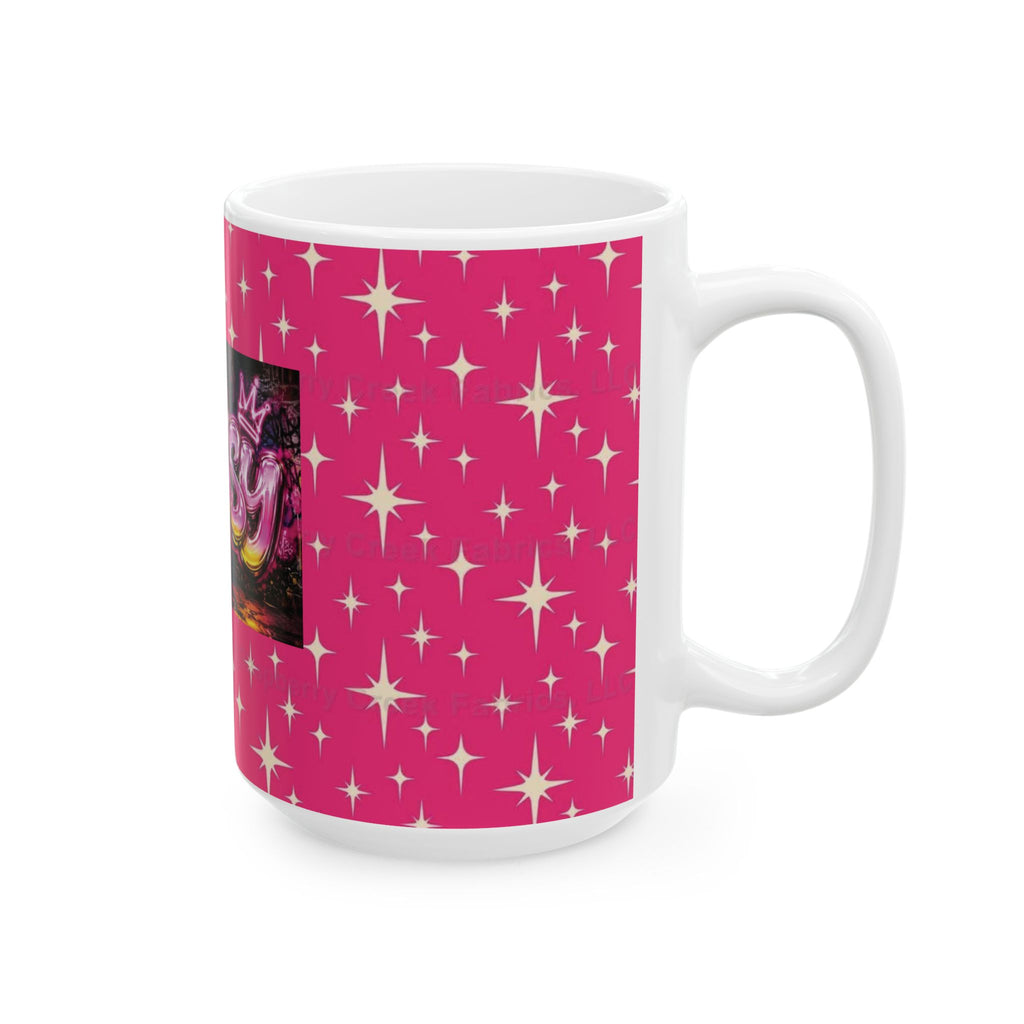 Sassy Pink Ceramic Mug (11oz & 15oz) — Sparkle Graffiti Design