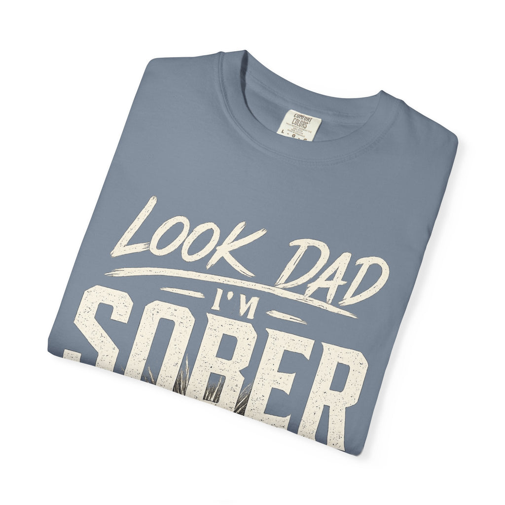 Look Dad I’m Sober T-Shirt – Recovery & Sobriety Mountain Design