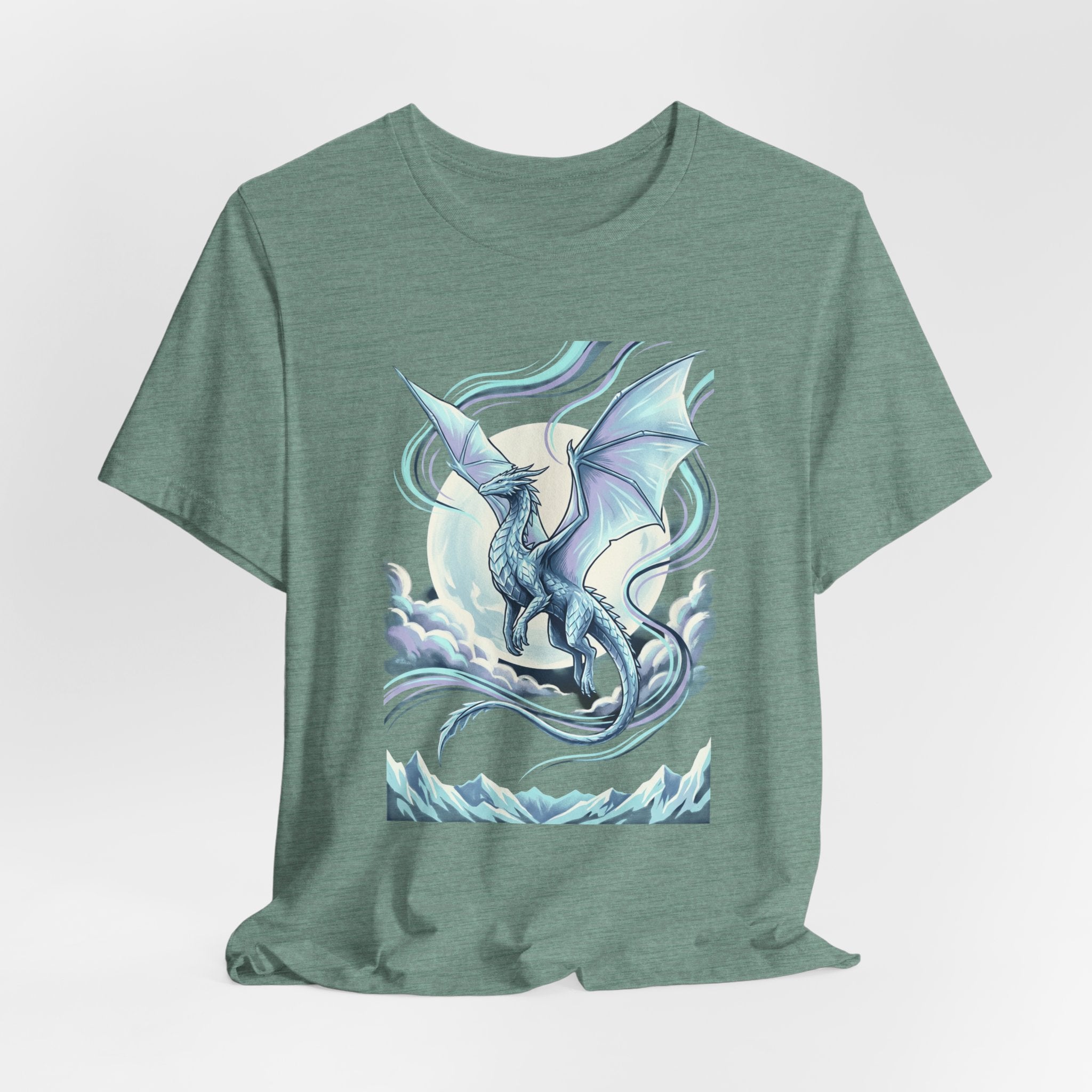 Ice Dragon Illustration T-Shirt | Fantasy Dragon Art, Mythical Creature Tee