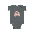 Infant Bodysuit — Pink Vintage Truck with Highland Cow Baby Onesie (Christmas)