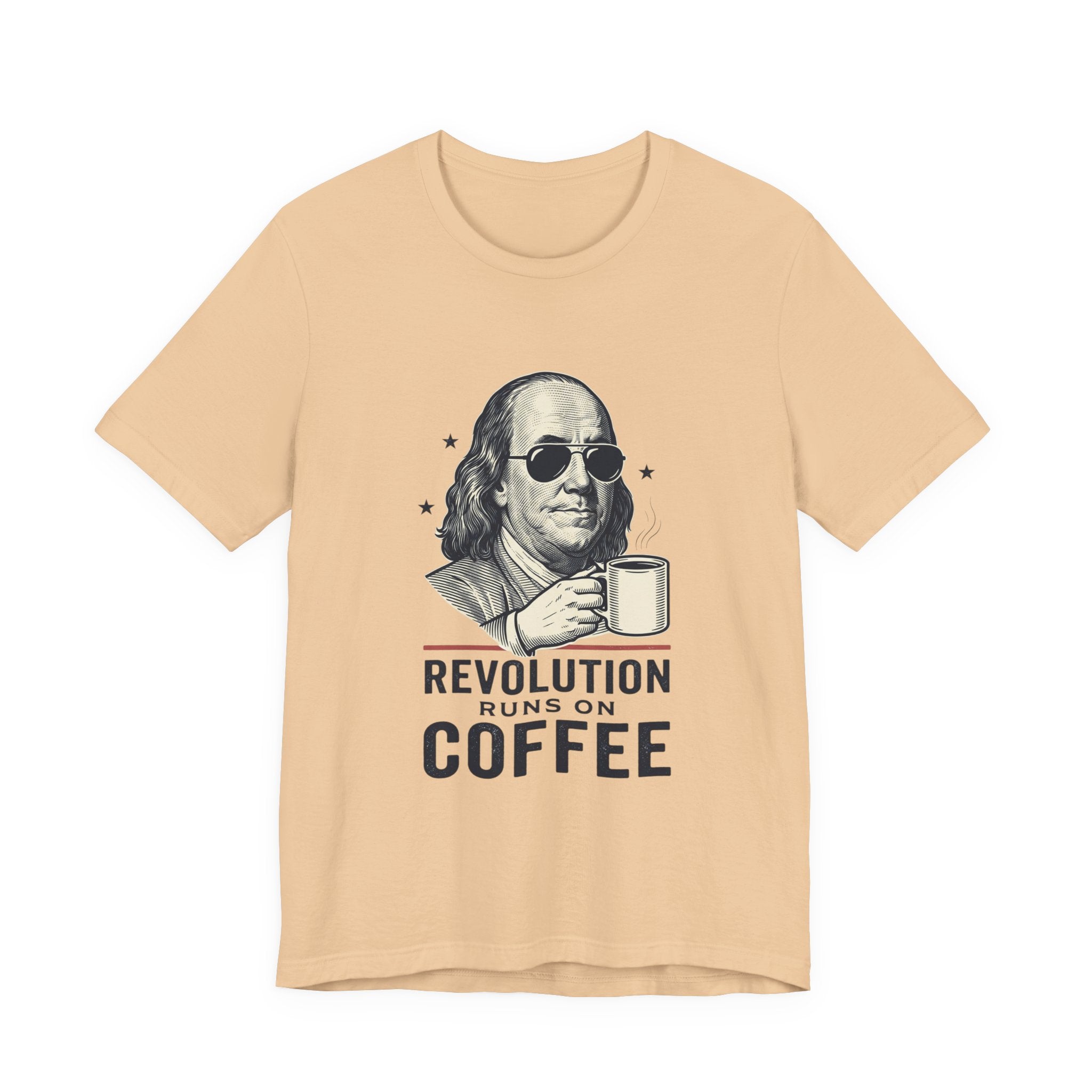 Revolution Runs on Coffee Tee | Founding Daddies, Vintage Patriotic Humor