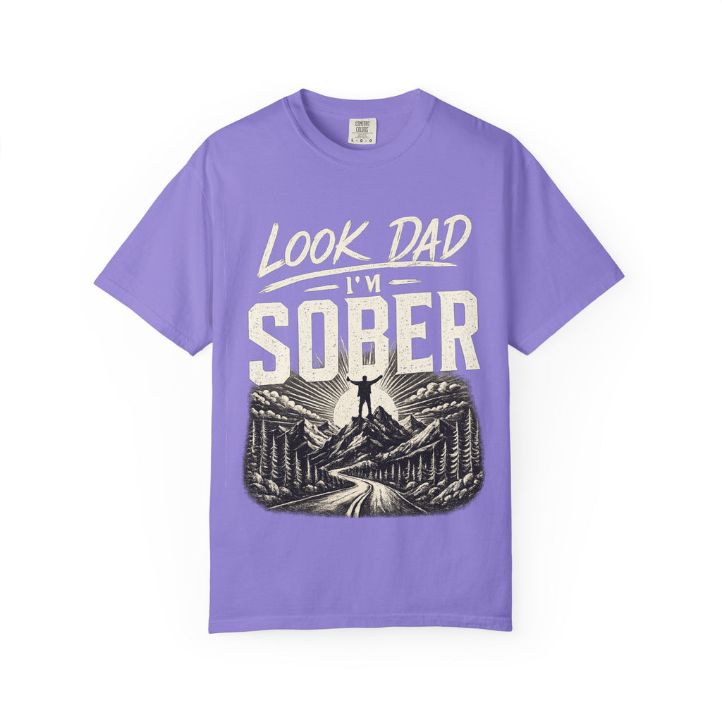 Look Dad I’m Sober T-Shirt – Recovery & Sobriety Mountain Design