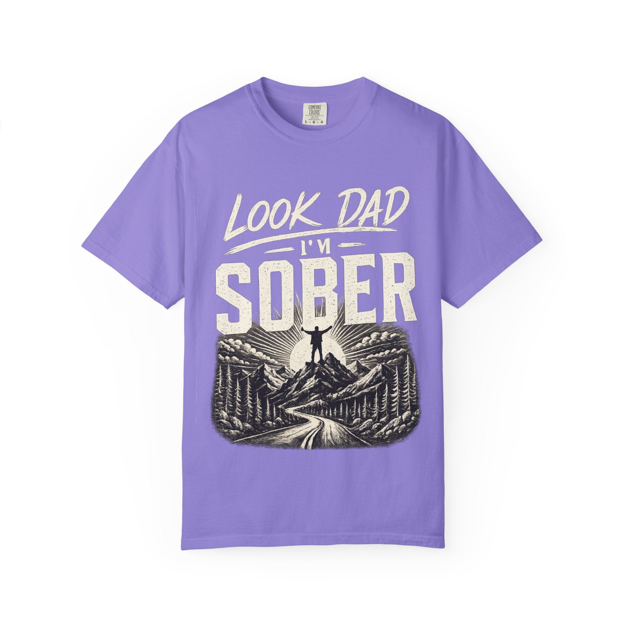 Look Dad I’m Sober T-Shirt – Recovery & Sobriety Mountain Design