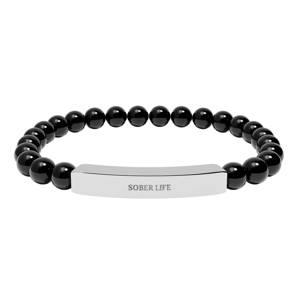 Engravable Natural Stone Stretch Bar Bracelet – Personalized Beaded Bracelet